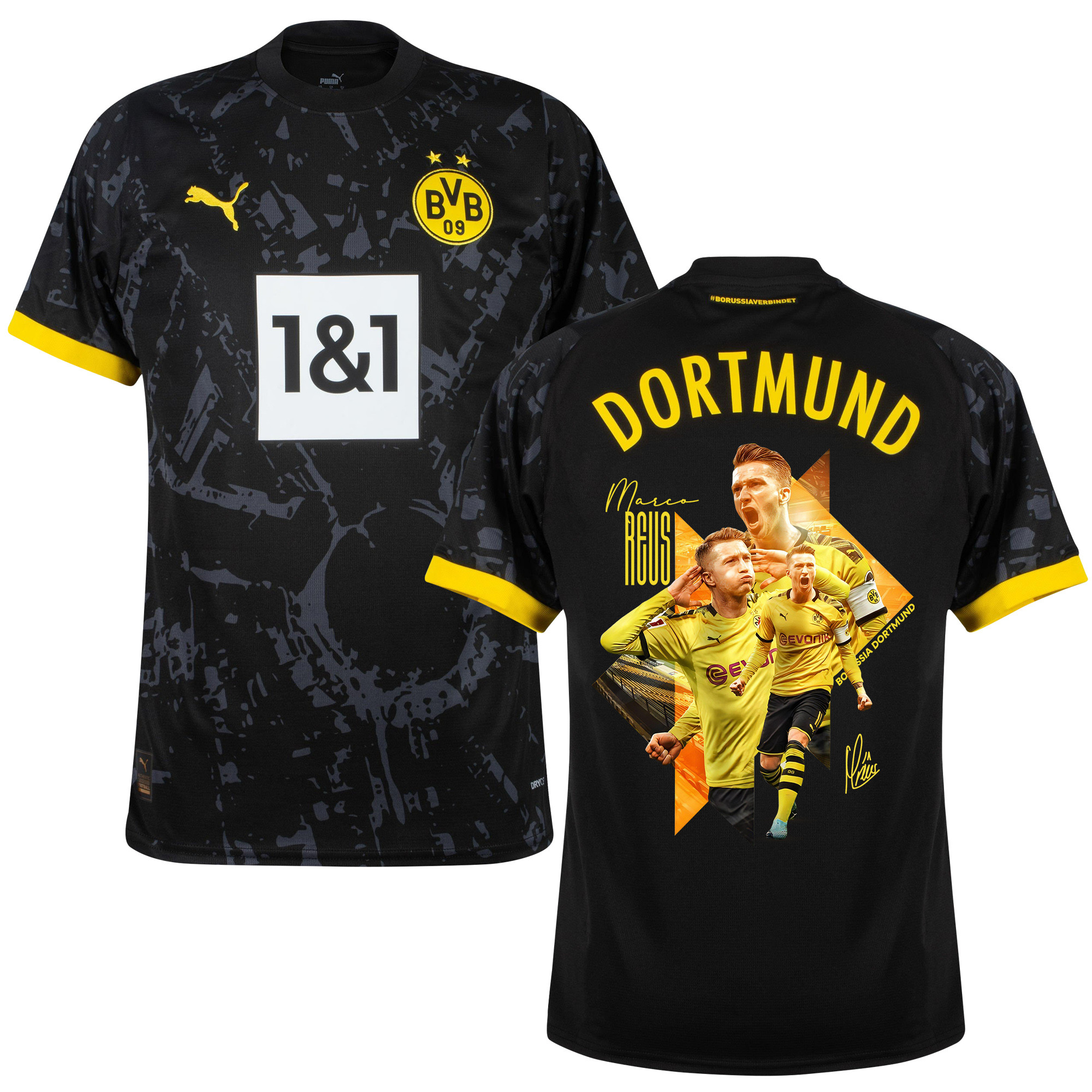 Marco Reus 11 Signed Cheering Borussia Dortmund 2023/24 Away Jersey Autographed – Men, Black