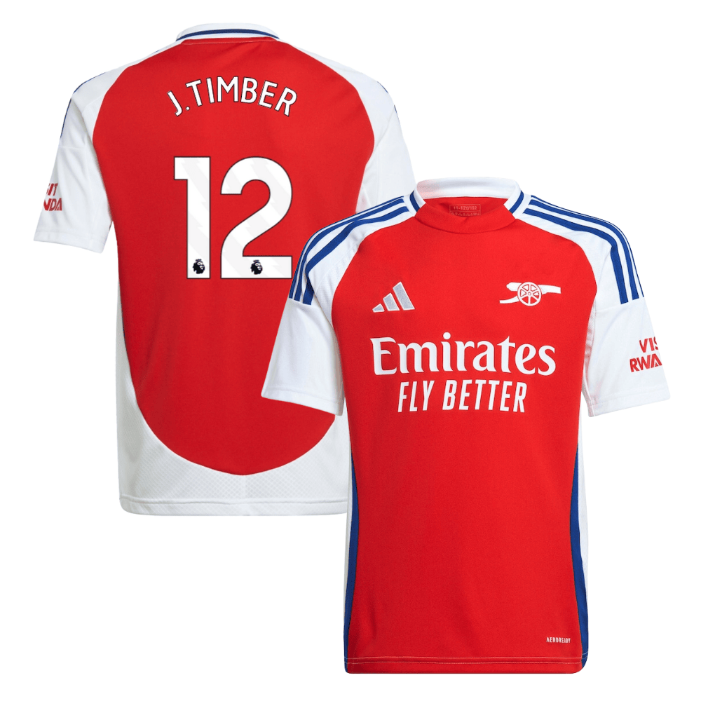 Jurrien Timber 12 Arsenal 2024/25 Home YOUTH Jersey – Red