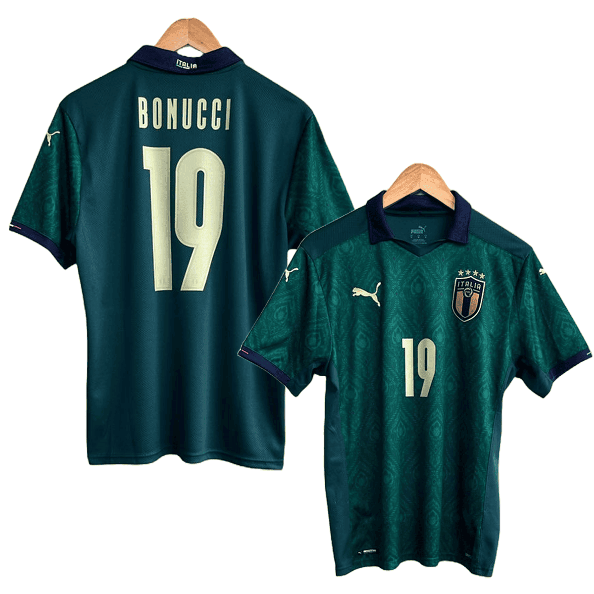 Bonucci 19 Puma Italy 2019 Third Retro Jersey – Men Green