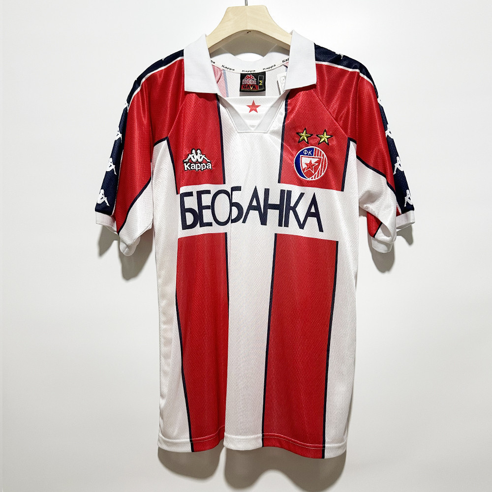 Red Star Belgrade 1995-97 Home Men Retro Jersey – White & Red