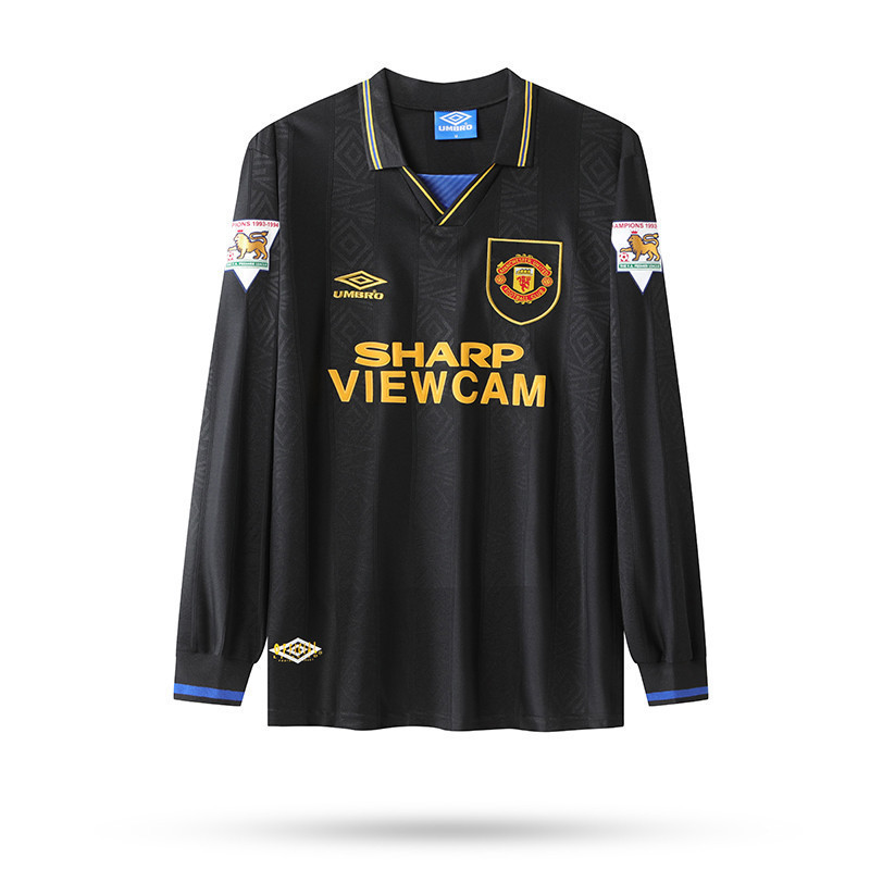 Manchester United 1993-95 Away Men Retro Jersey – Long Sleeve, Black