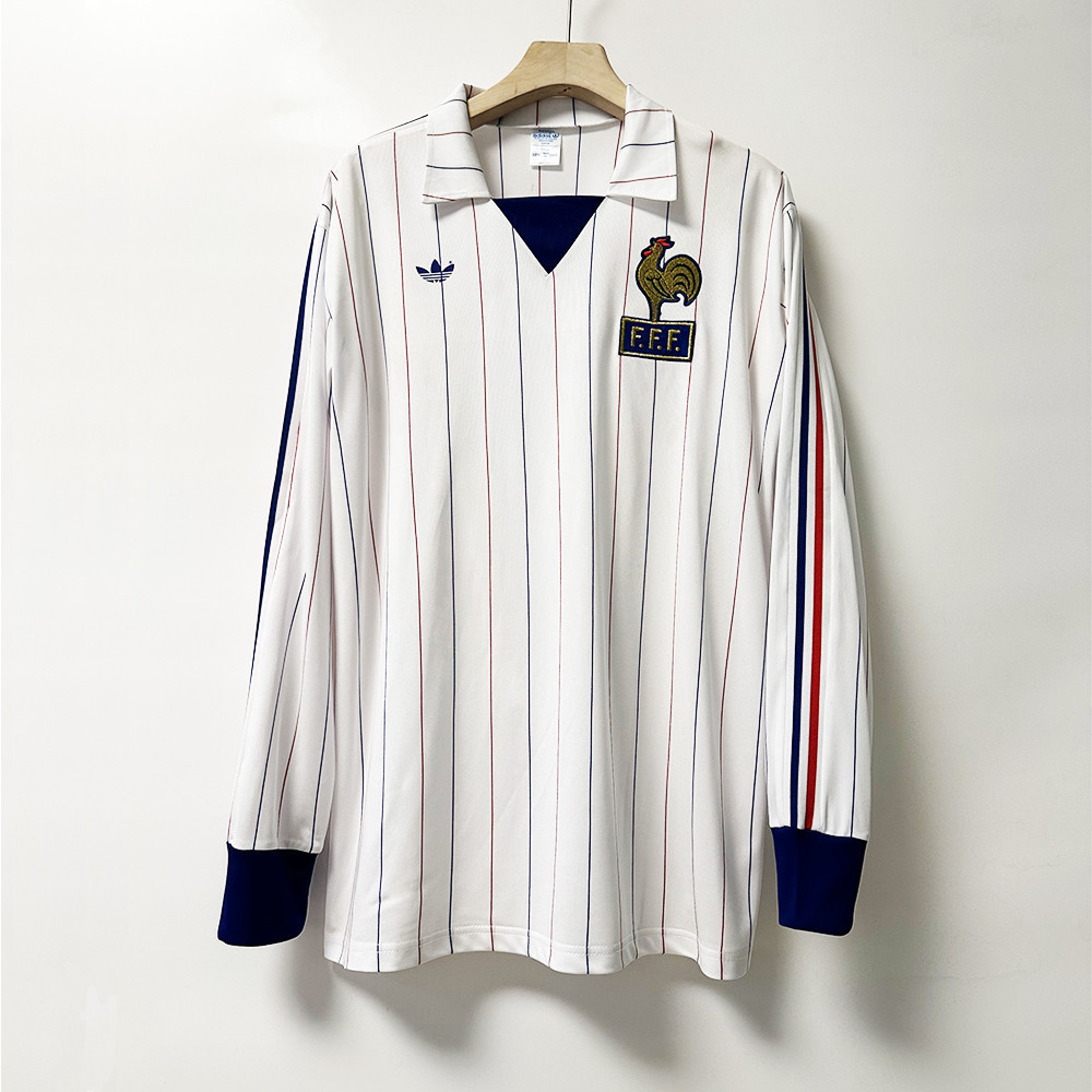 France 1980-1982 Away Men Retro Jersey – Long Sleeve, White