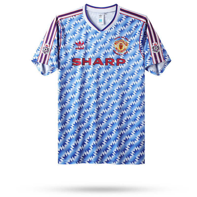 Manchester United 1992 League Cup Final Away Men Retro Jersey – Blue