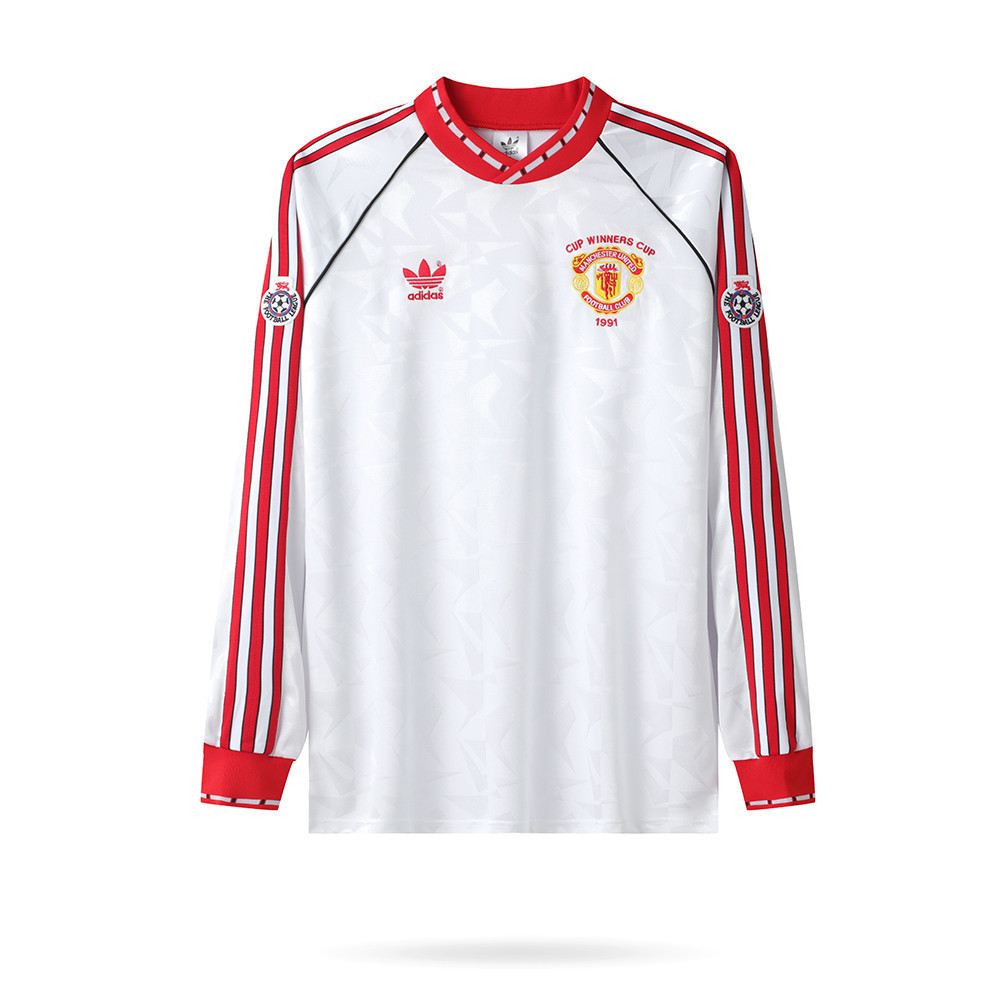 Manchester United 1991 Winners Cup Final Men Retro Jersey – Long Sleeve, White