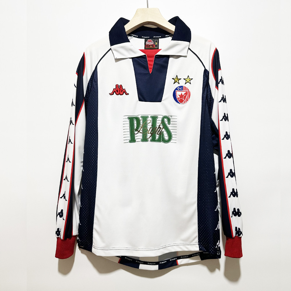 Red Star Belgrade 1999-2001 Away Men Retro Jersey – Long Sleeve, White