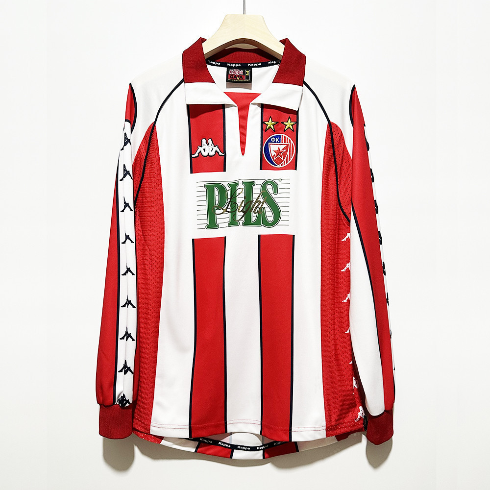 Red Star Belgrade 1999-2001 Home Men Retro Jersey – Long Sleeve, Red White