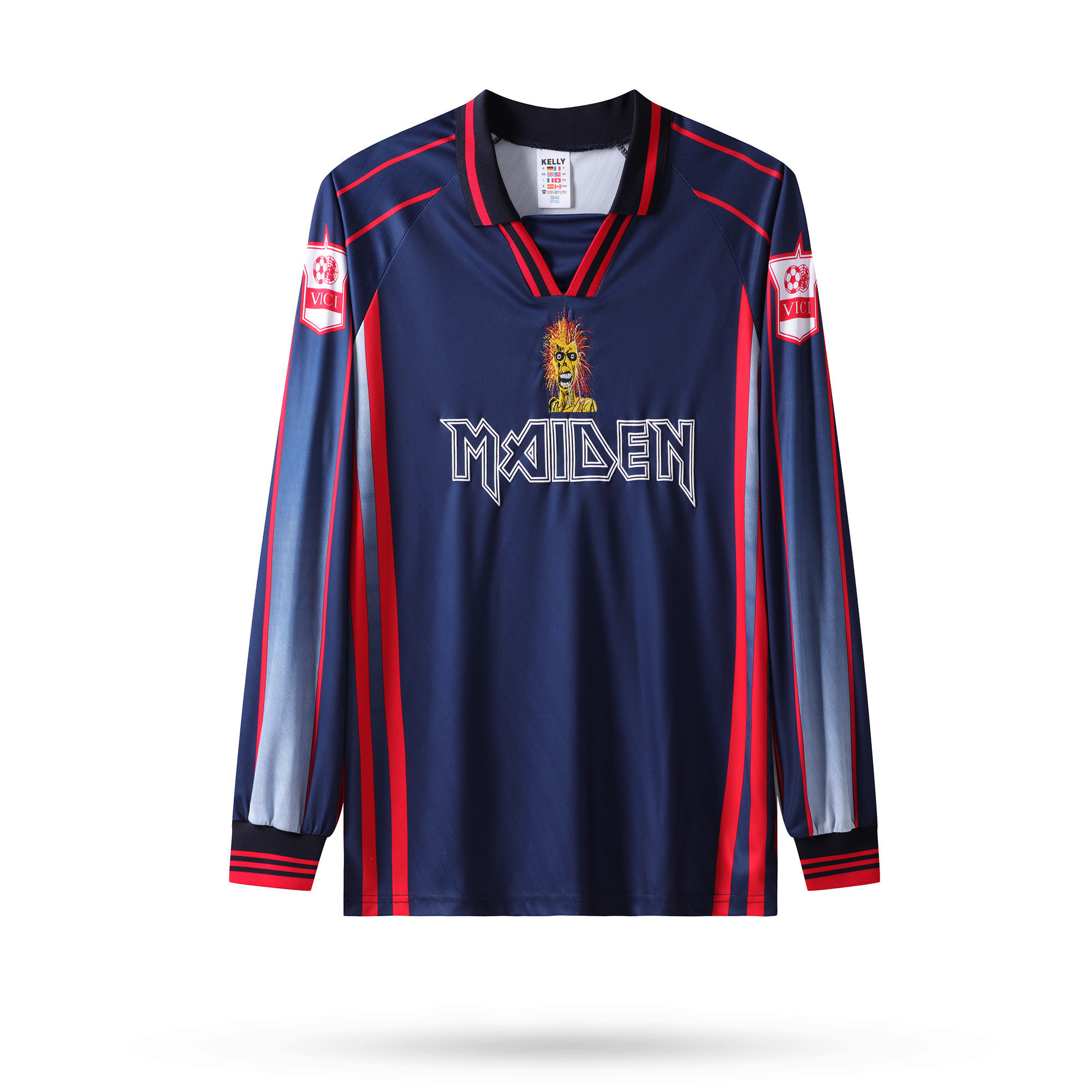 Iron Maiden 1998 Men Retro Jersey – Long Sleeve, Navy
