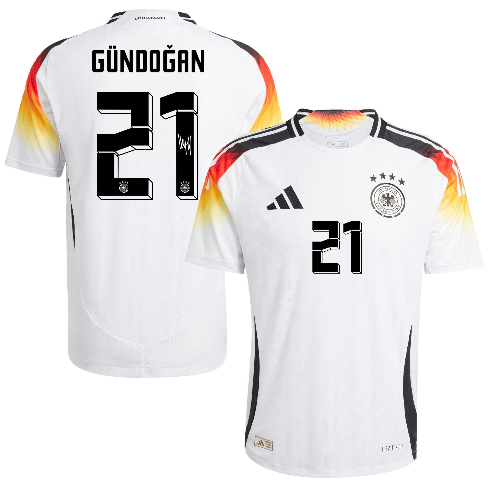 Ilkay Gndogan 21 Signed Germany National Team 2024/25 Home Jersey Autographed – Men