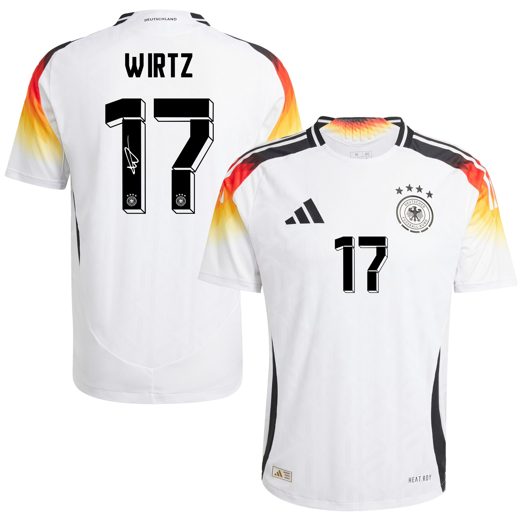 Florian Wirtz 17 Signed Germany National Team 2024/25 Home Jersey Autographed – Men