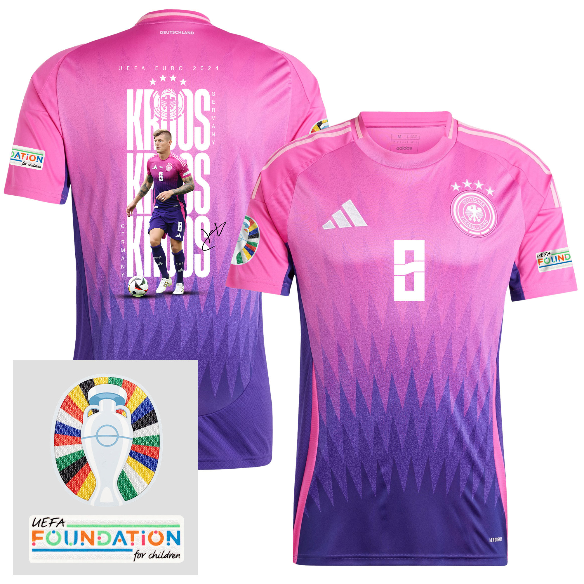 Toni Kroos 8 Germany 2024/25 Away Jersey Player's Moment – UEFA Foundation Patch, Men