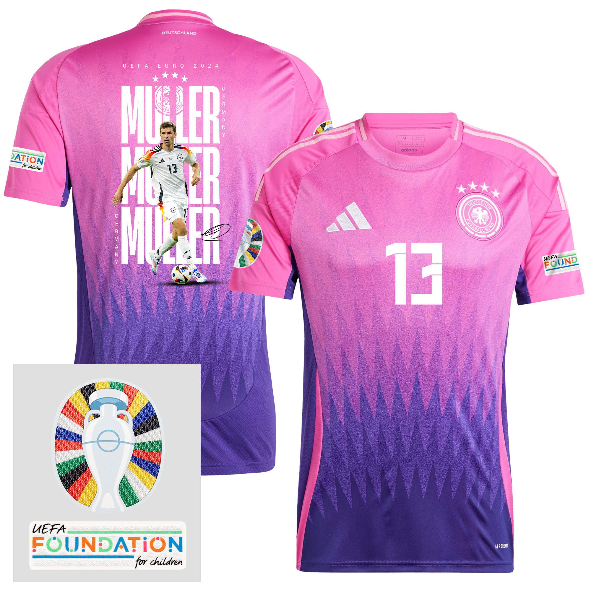 Thomas Mller 13 Germany 2024/25 Away Jersey Player's Moment – UEFA Foundation Patch, Men