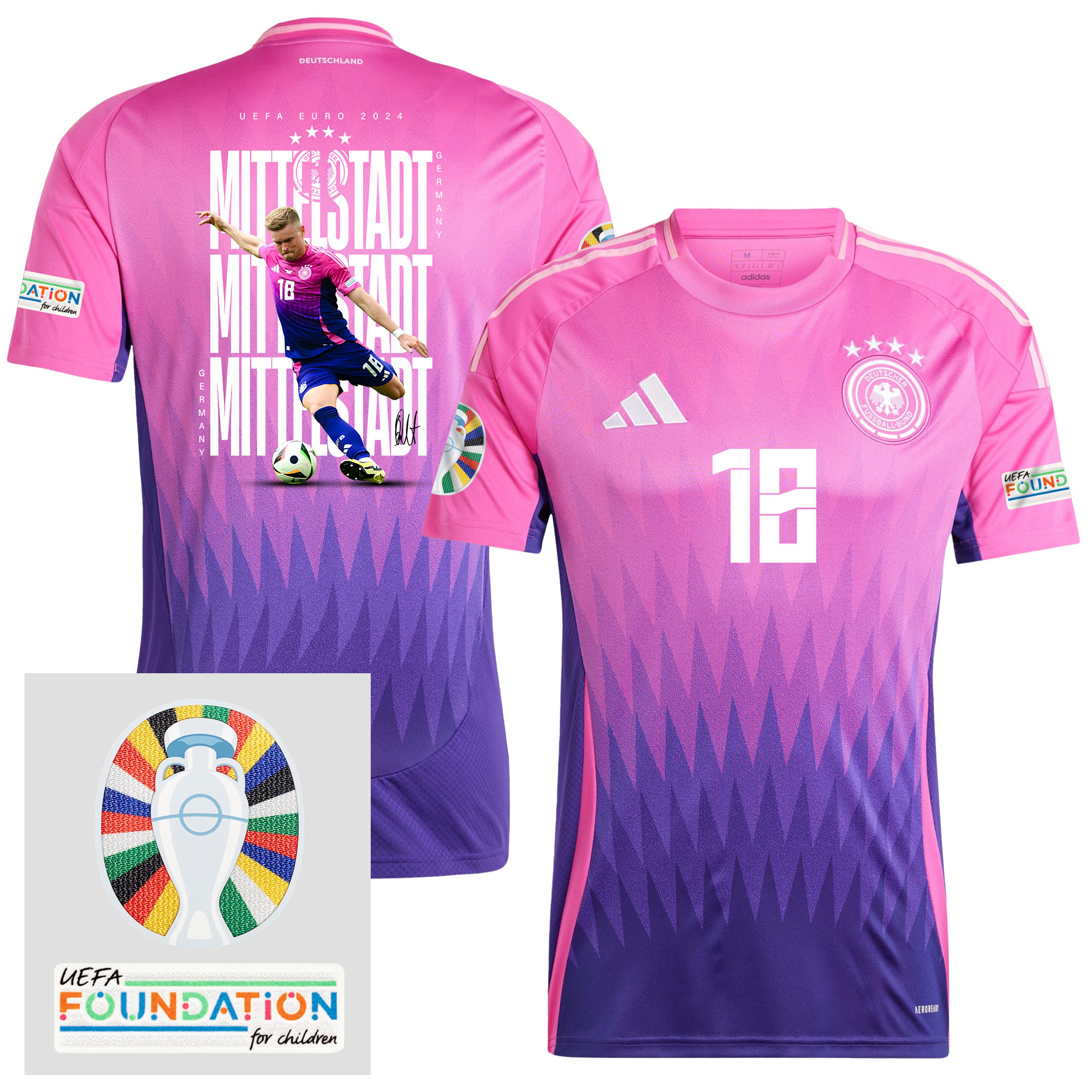 Maximilian Mittelstdt 18 Germany 2024/25 Away Jersey Player's Moment – UEFA Foundation Patch, Men