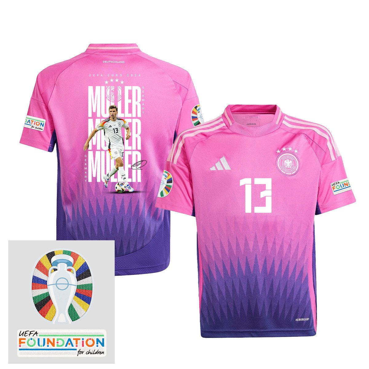 Thomas Mller 13 Germany 2024/25 YOUTH Away Jersey Player's Moment – UEFA Foundation Patch