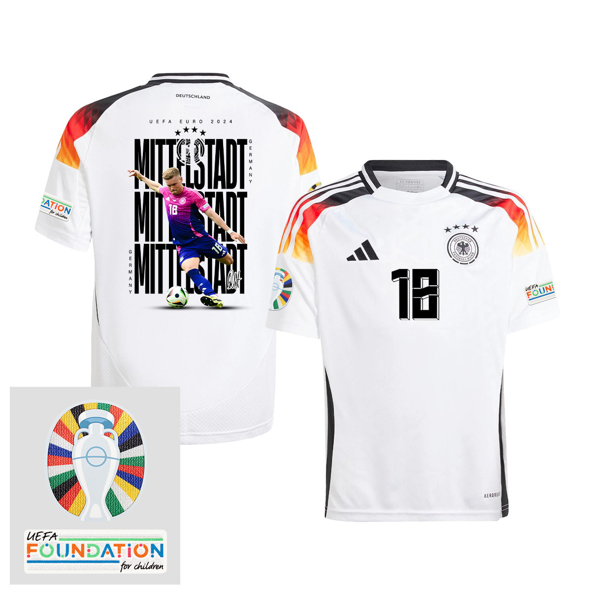 Maximilian Mittelstdt 18 Germany 2024/25 YOUTH Home Jersey Player's Moment – UEFA Foundation Patch
