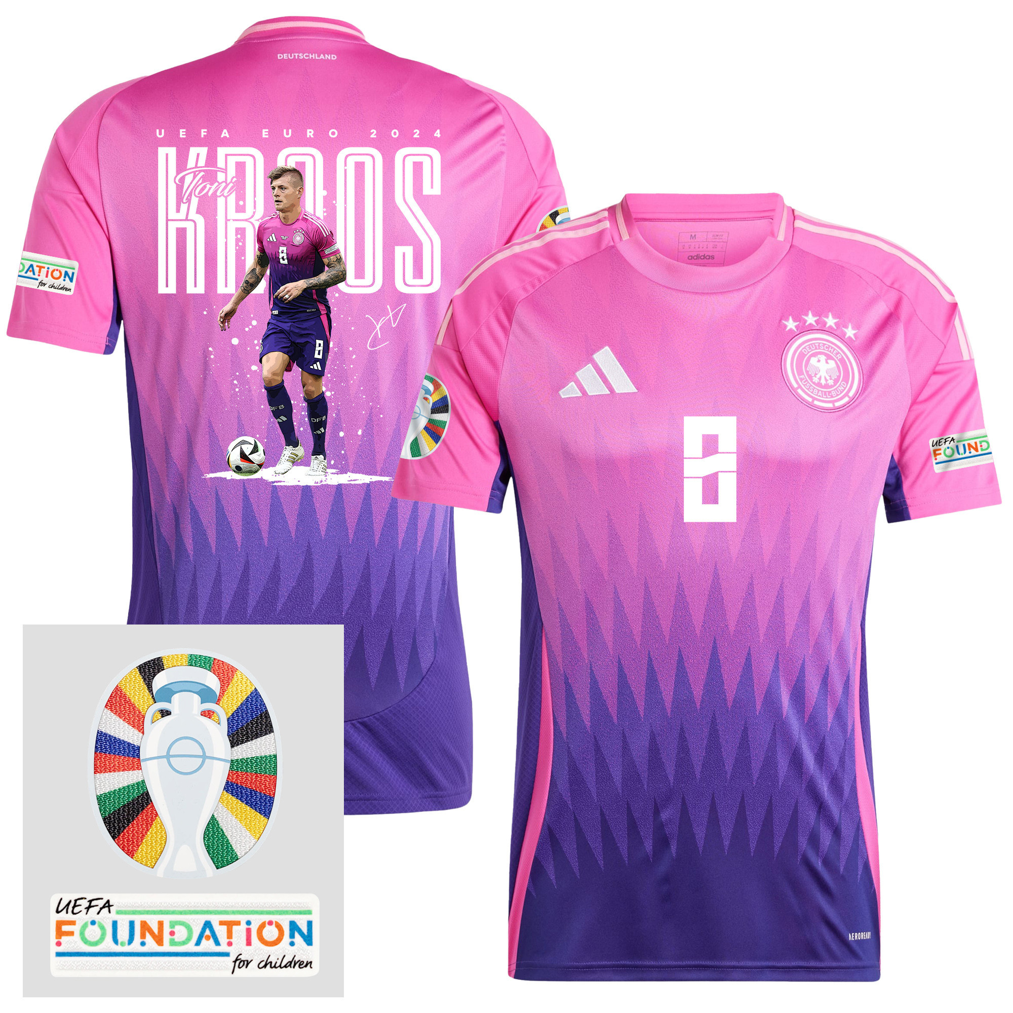 Toni Kroos 8 Football Superstar Germany 2024/25 Men Away Jersey – UEFA Foundation Patch
