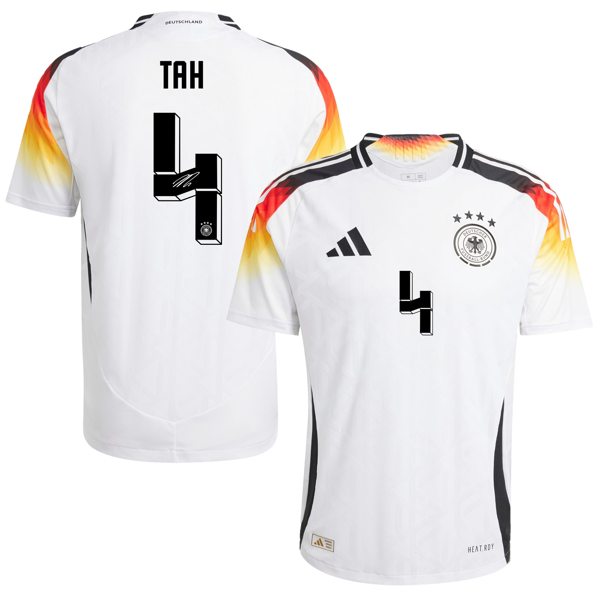 Jonathan Tah 4 Signed Germany National Team 2024/25 Home Jersey Autographed – Men