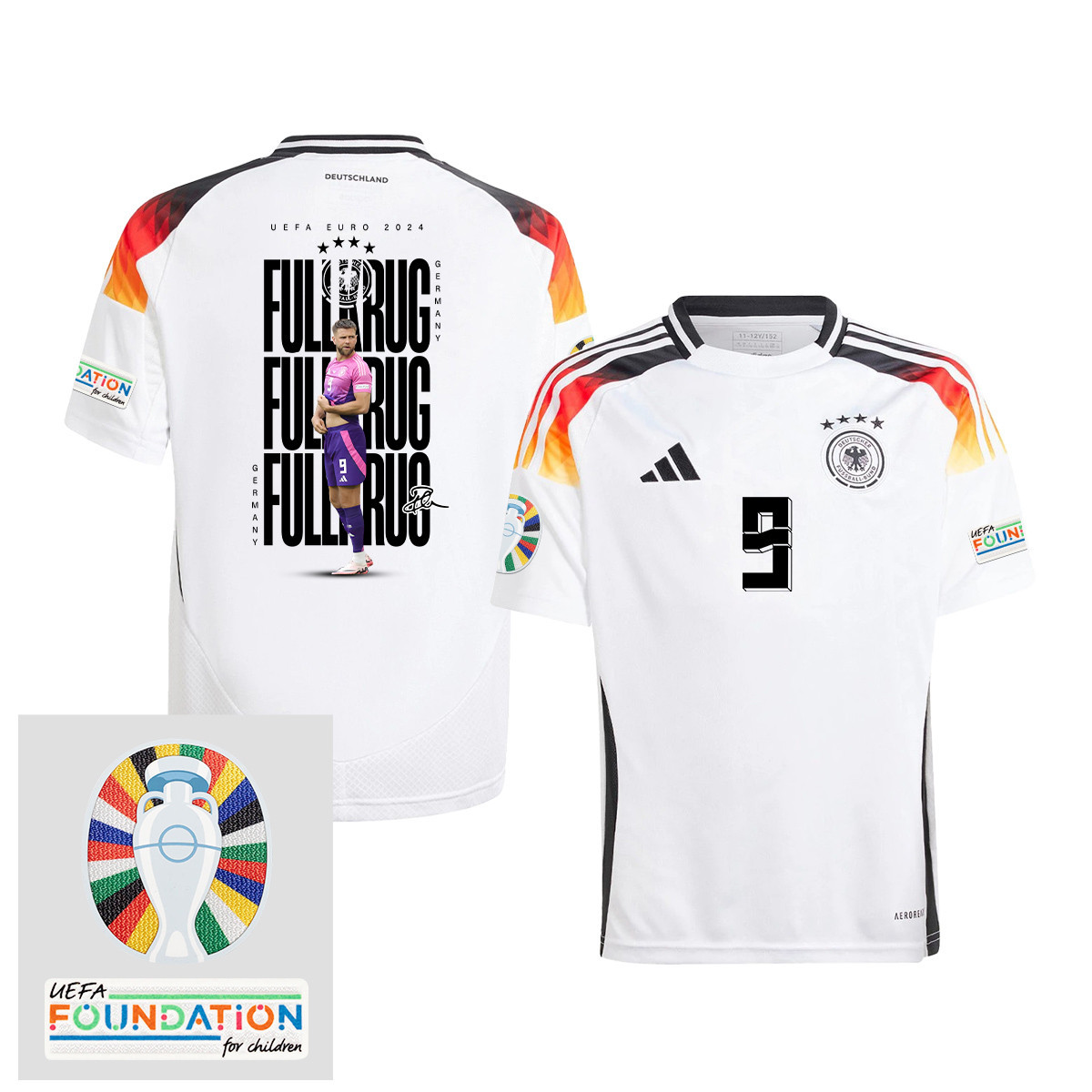 Niclas Fllkrug 9 Germany 2024/25 YOUTH Home Jersey Player's Moment – UEFA Foundation Patch