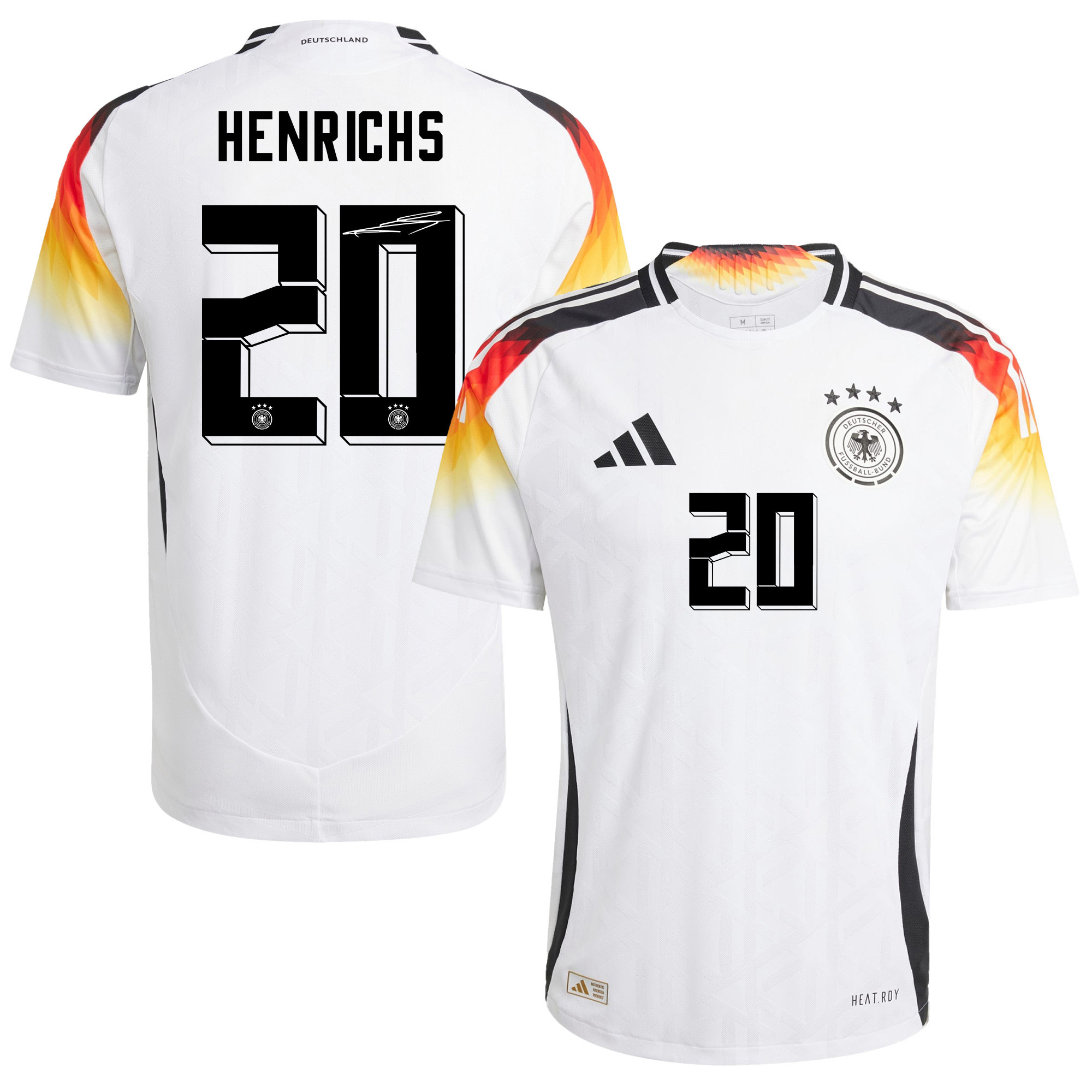 Benjamin Henrichs 20 Signed Germany National Team 2024/25 Home Jersey Autographed – Men