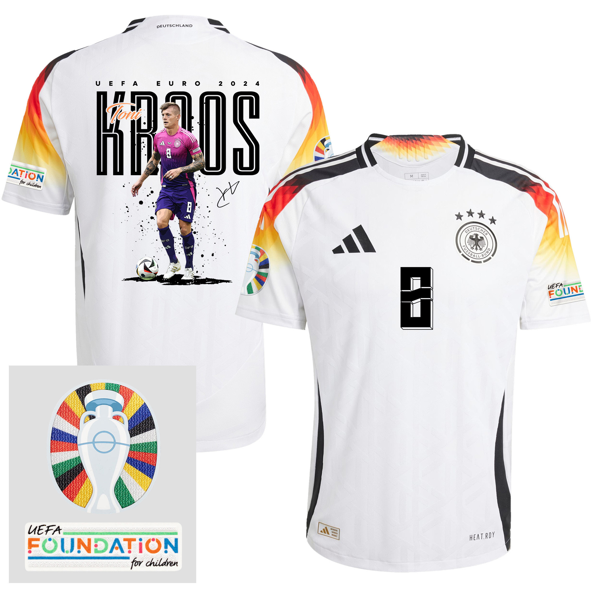 Toni Kroos 8 Football Superstar Germany 2024/25 Men Home Jersey – UEFA Foundation Patch