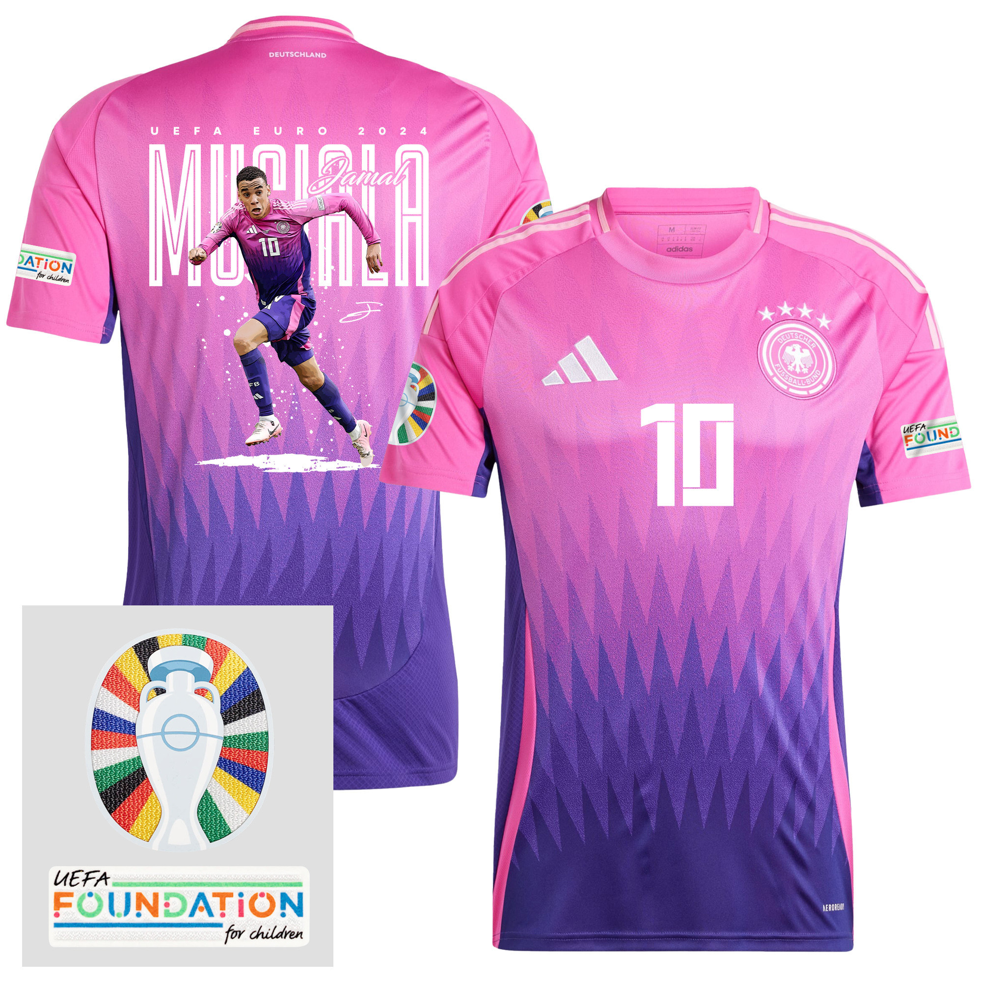 Jamal Musiala 10 The Best Attacking Player Germany 2024/25 Men Away Jersey – UEFA Foundation Patch