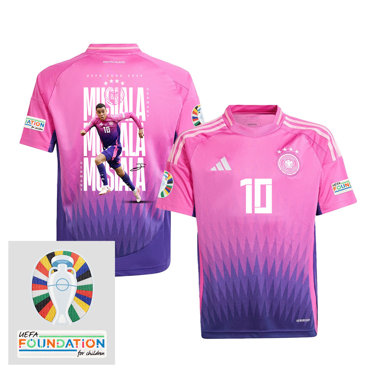 Jamal Musiala 10 Germany 2024/25 YOUTH Away Jersey Player's Moment – UEFA Foundation Patch