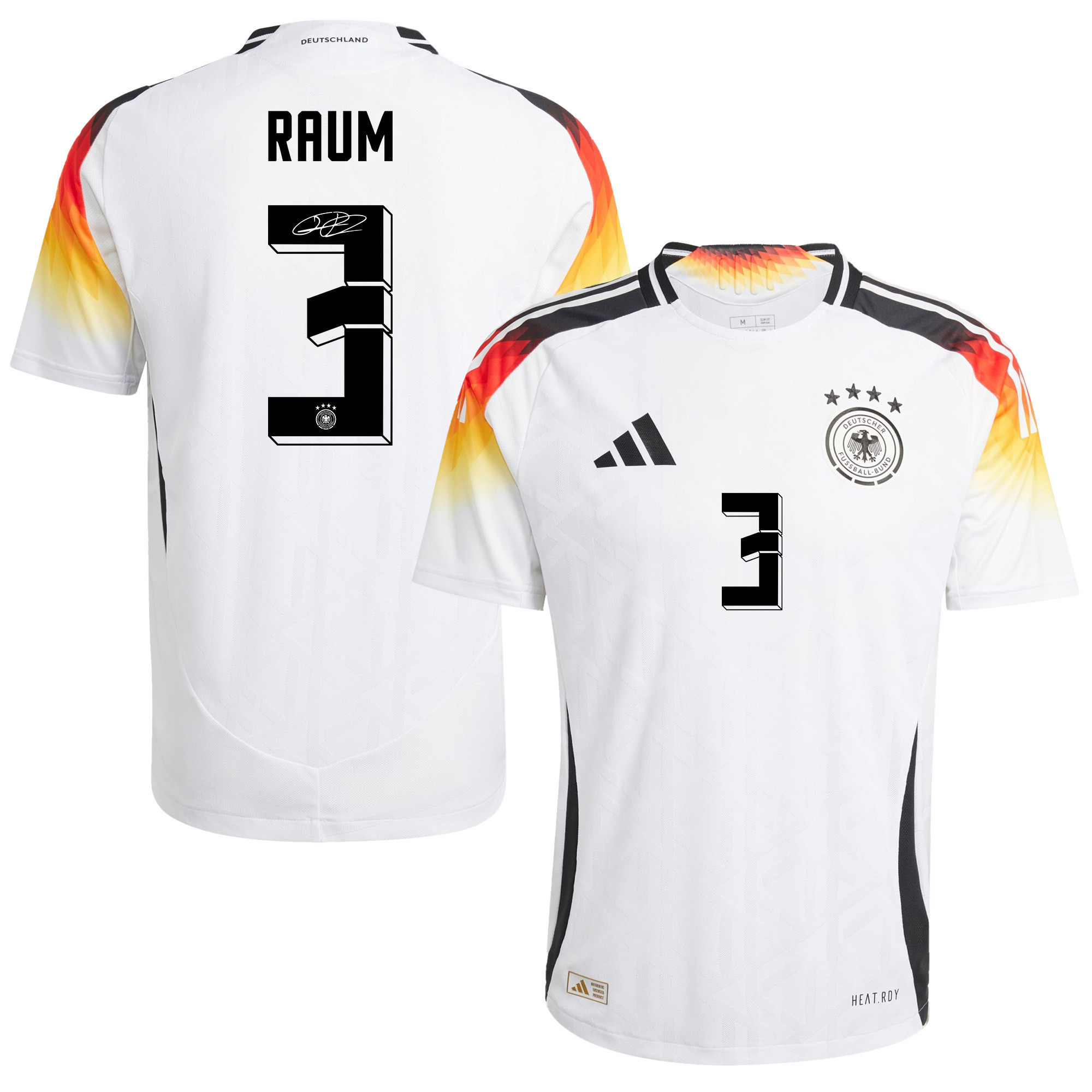 David Raum 3 Signed Germany National Team 2024/25 Home Jersey Autographed – Men