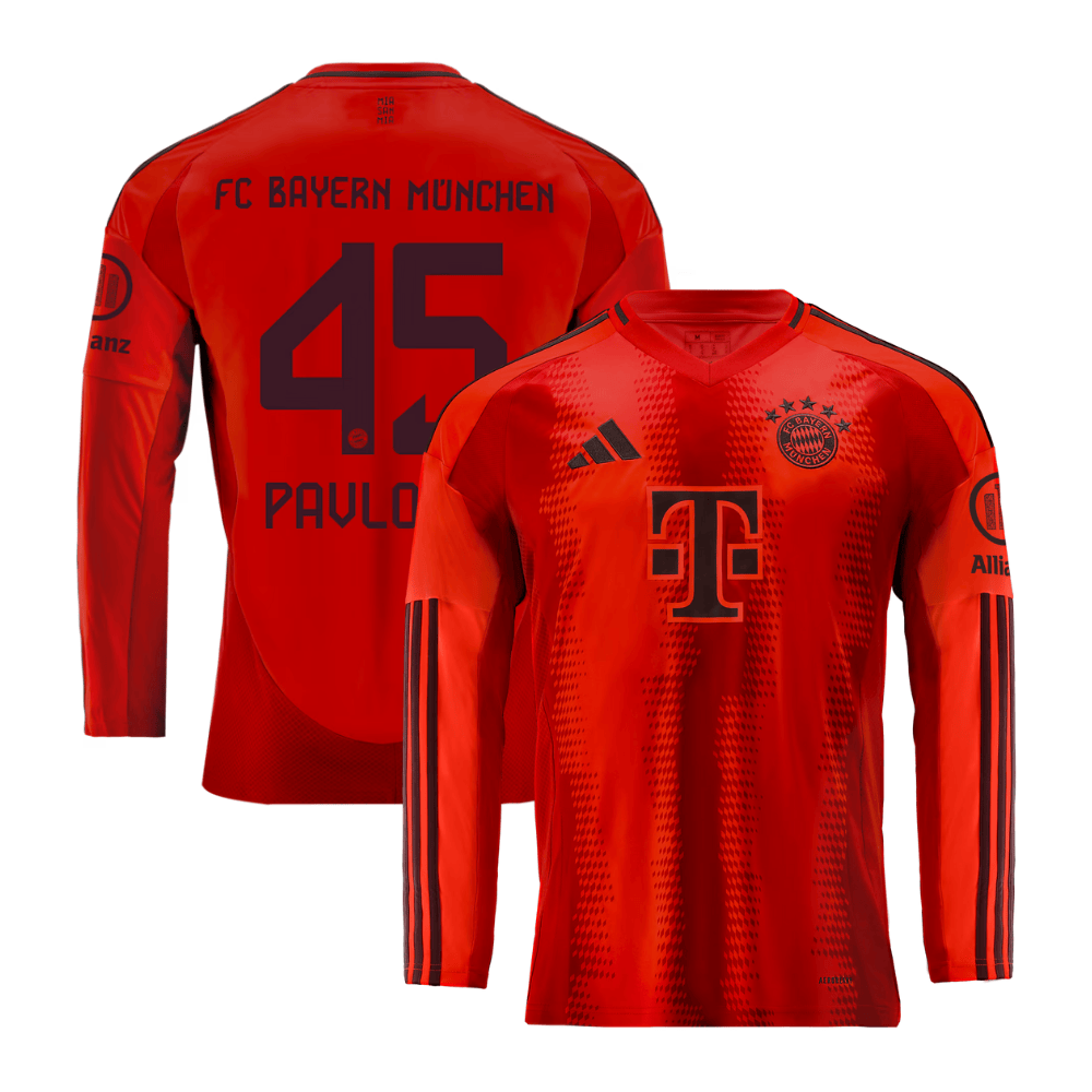 Aleksandar Pavlovic 45 Bayern Munich 2024/25 Home Long Sleeve Men Jersey – Red