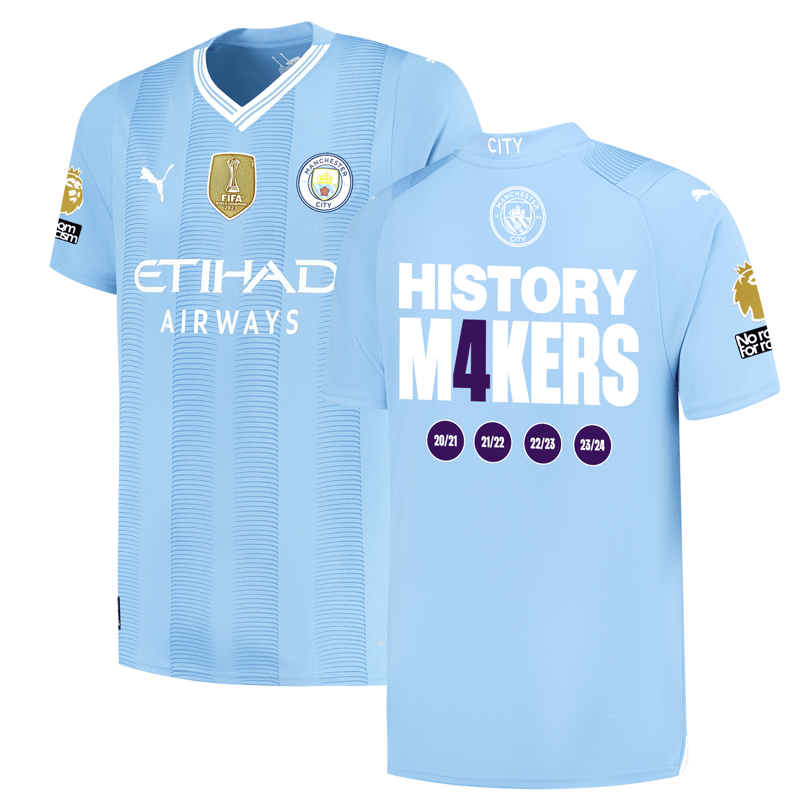 Manchester City 2023/24 'History M4ker' Premier League Champions Home Men Jersey – Light Blue