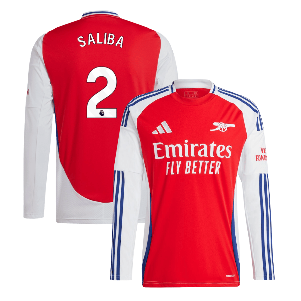 William Saliba 2 Arsenal 2024/25 Home Long Sleeve Men Jersey – Red