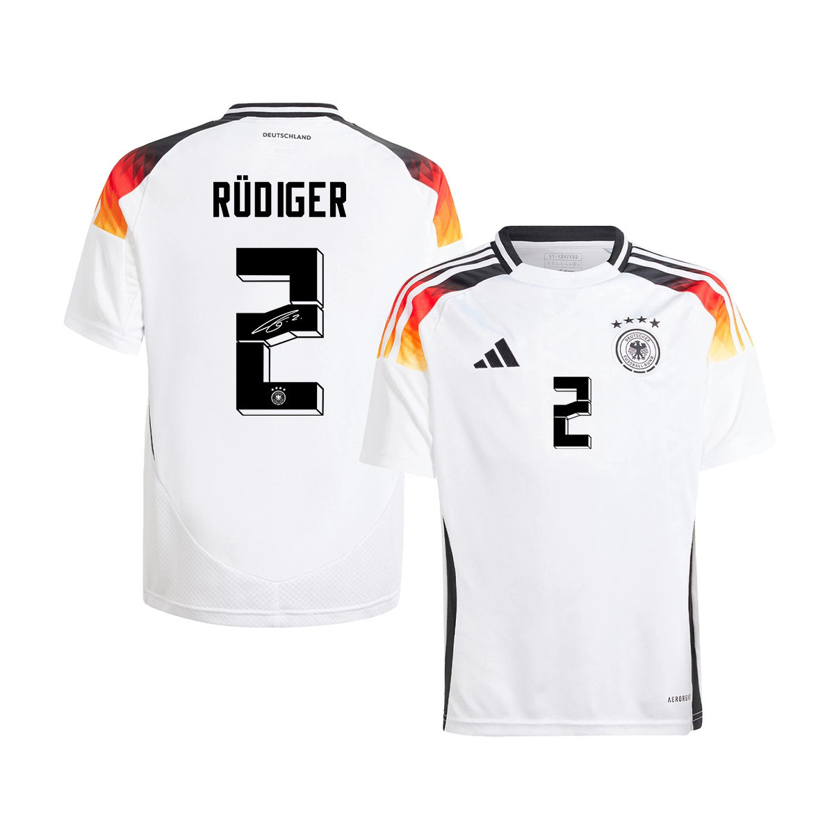 Antonio Rdiger 2 Signed Germany National Team 2024/25 YOUTH Jersey Autographed – Home