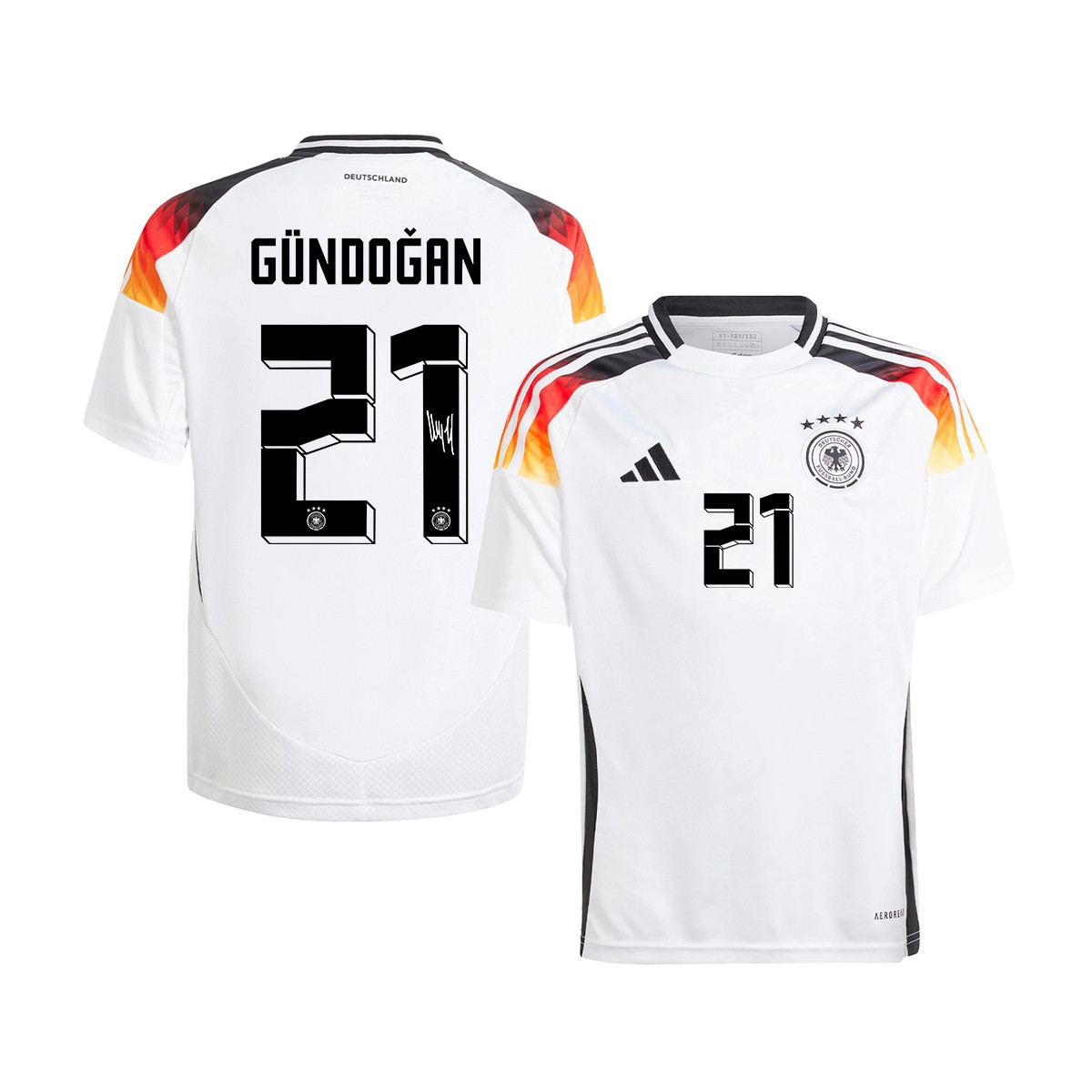 Ilkay Gndogan 21 Signed Germany National Team 2024/25 YOUTH Jersey Autographed – Home