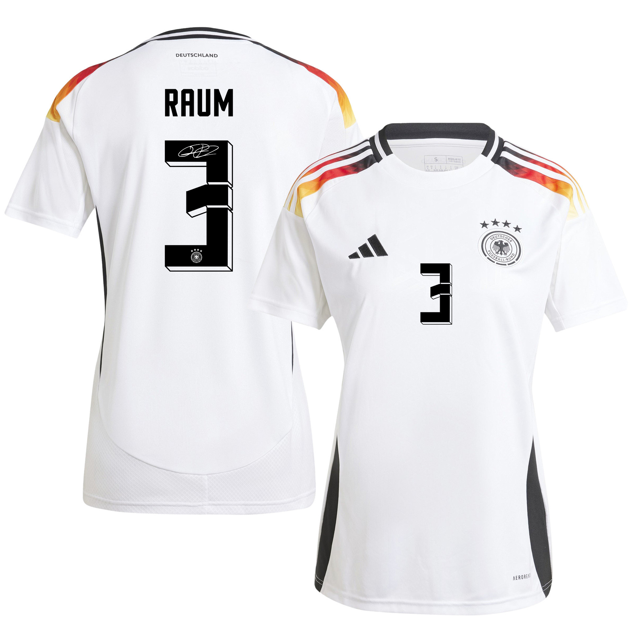 David Raum 3 Signed Germany National Team 2024/25 Home Jersey Autographed – Women