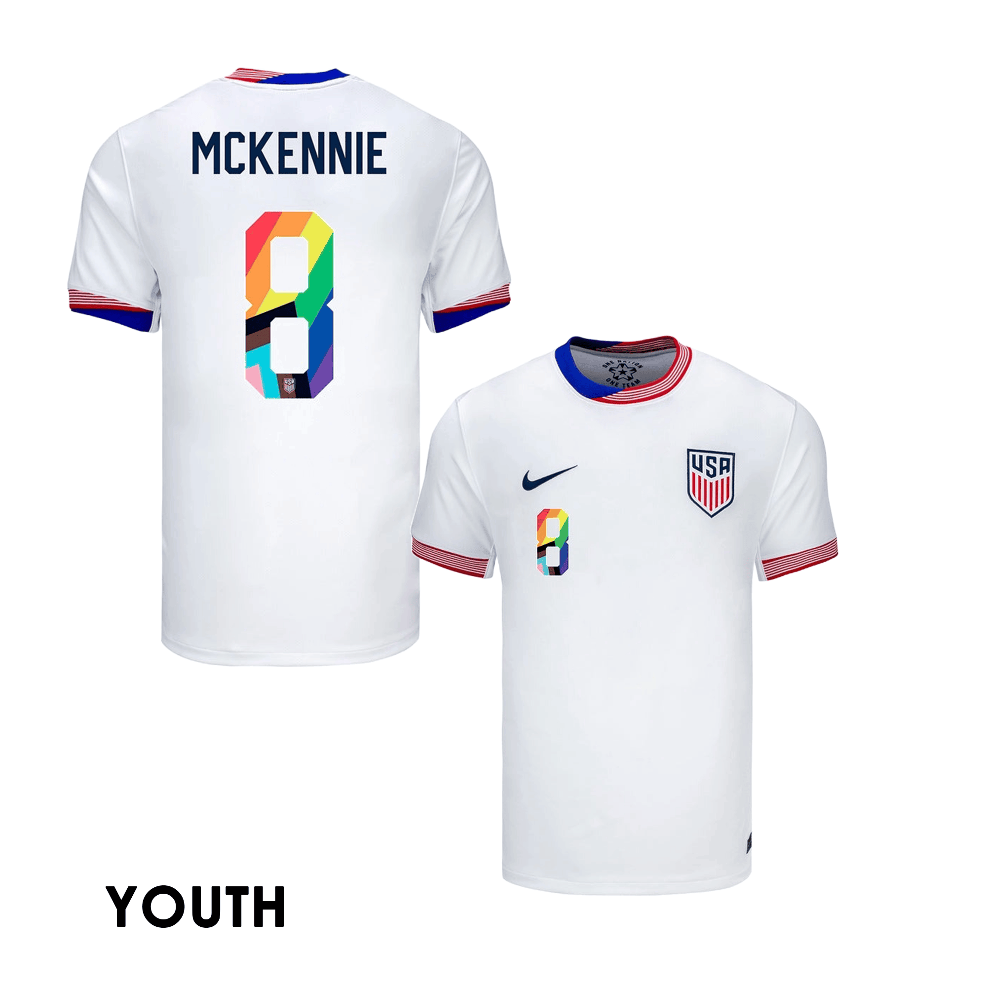 Weston McKennie 8 USMNT 2024 Pride-Themed YOUTH Home Jersey – White