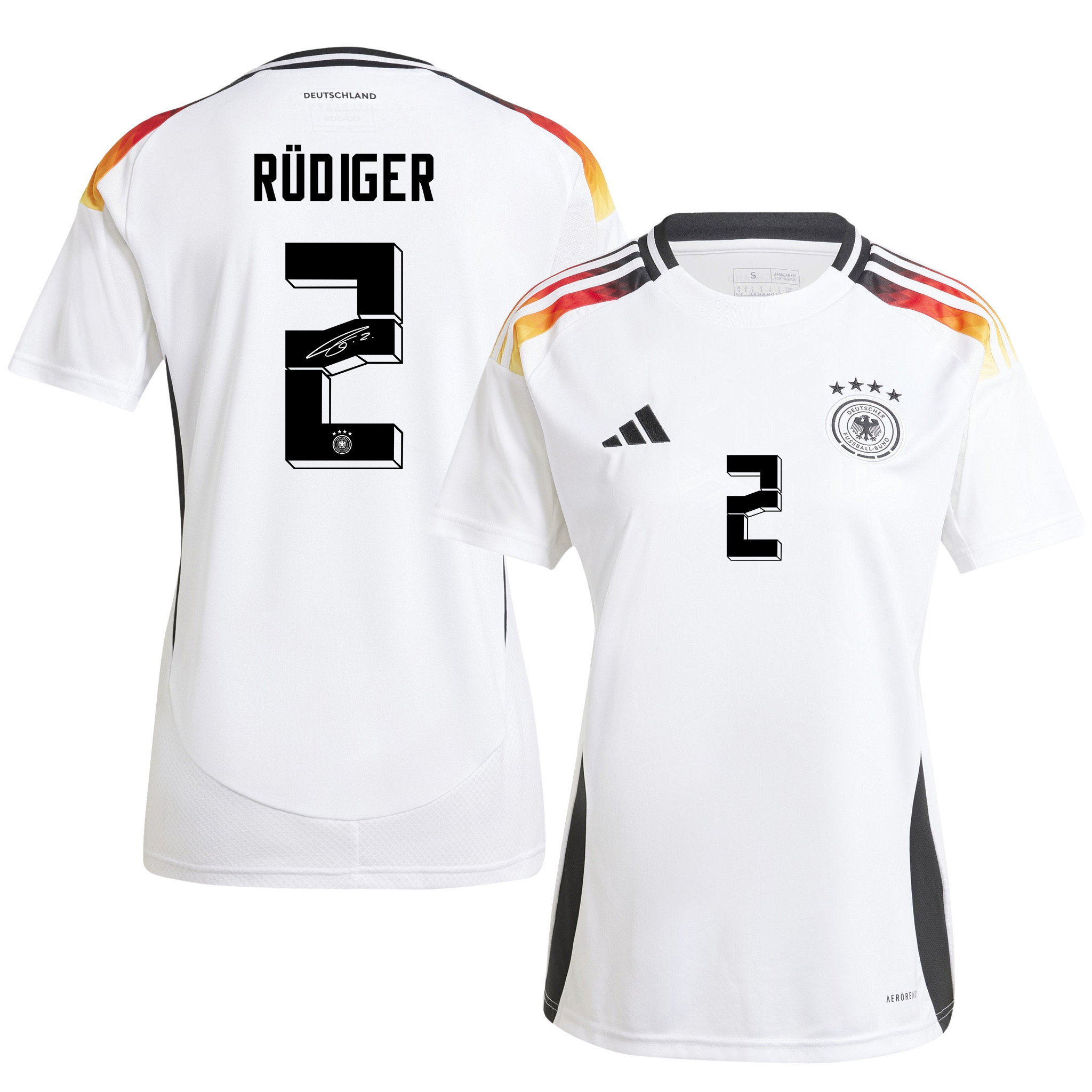 Antonio Rdiger 2 Signed Germany National Team 2024/25 Home Jersey Autographed – Women