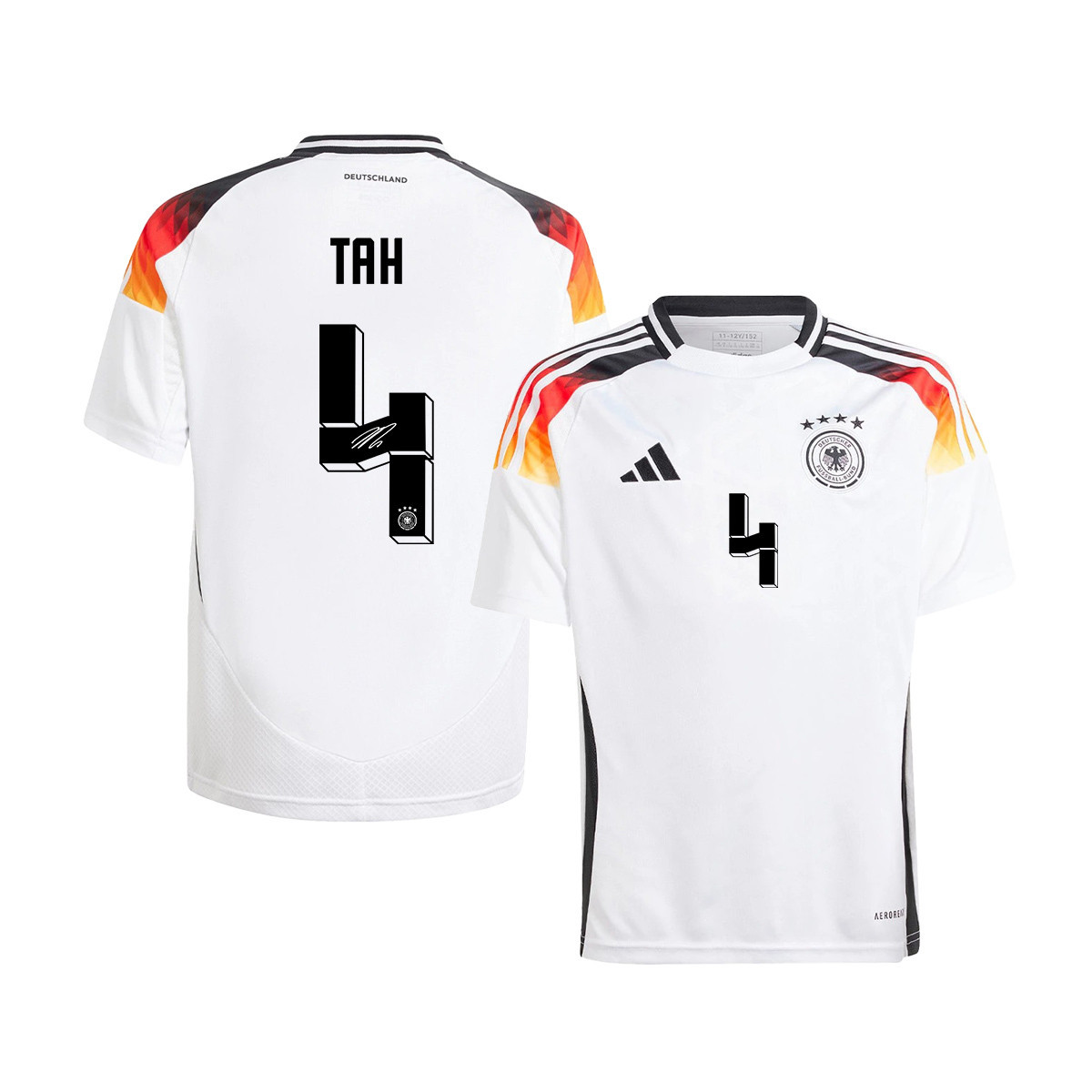 Jonathan Tah 4 Signed Germany National Team 2024/25 YOUTH Jersey Autographed – Home
