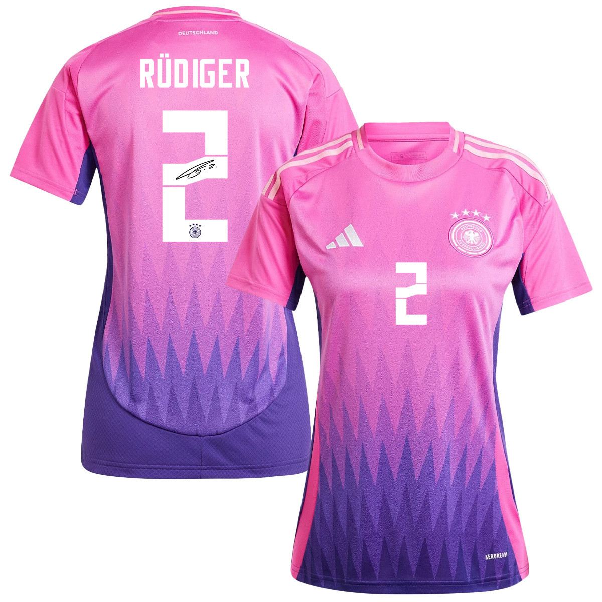 Antonio Rdiger 2 Signed Germany National Team 2024/25 Away Jersey Autographed – Women
