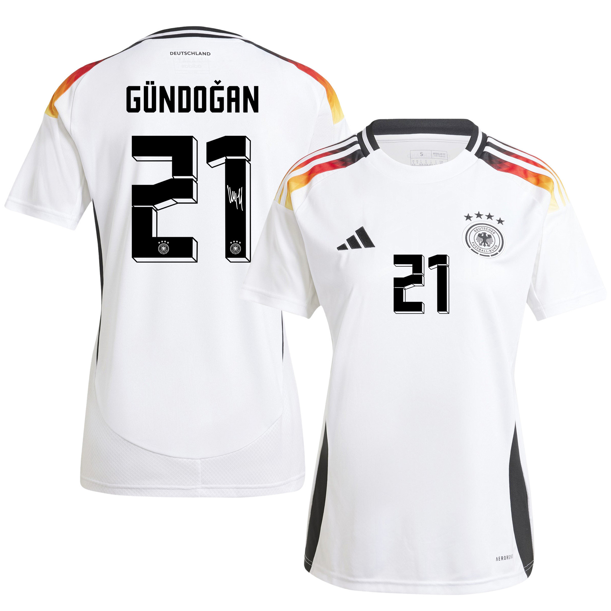 Ilkay Gndogan 21 Signed Germany National Team 2024/25 Home Jersey Autographed – Women