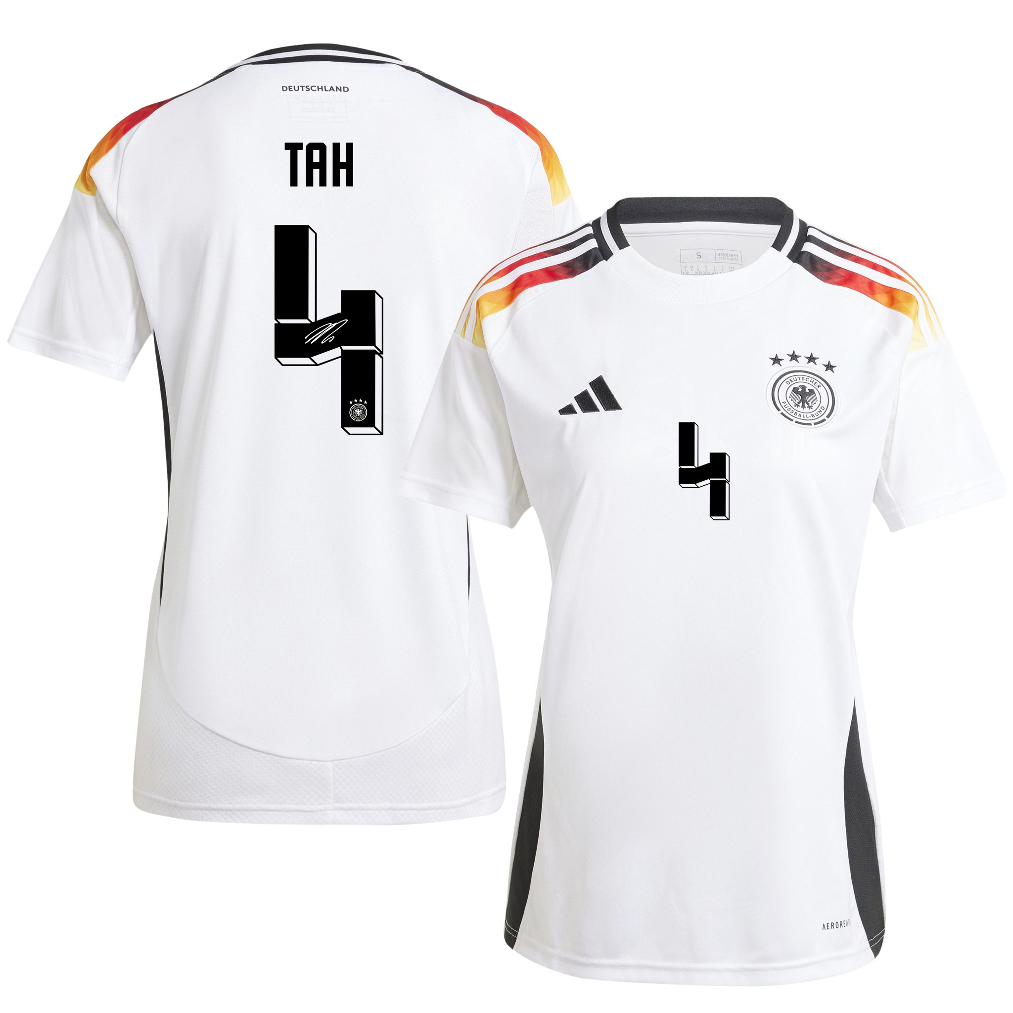 Jonathan Tah 4 Signed Germany National Team 2024/25 Home Jersey Autographed – Women