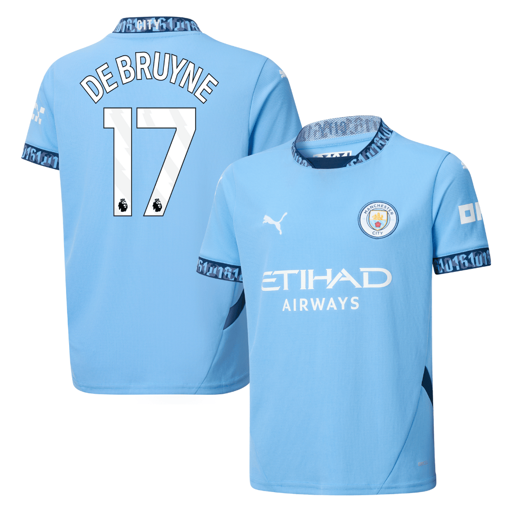 Kevin De Bruyne 17 Manchester City 2024/25 Home YOUTH Jersey – Light Blue