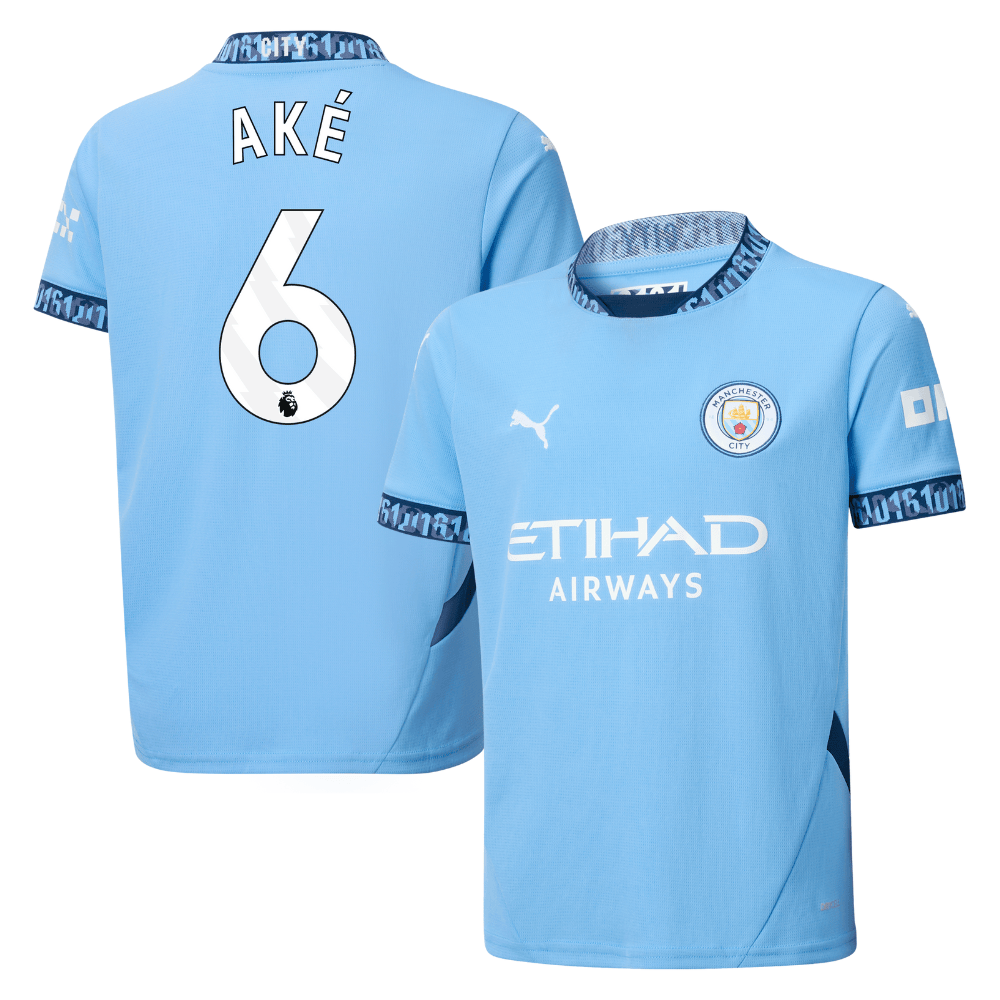 Nathan Ak 6 Manchester City 2024/25 Home YOUTH Jersey – Light Blue