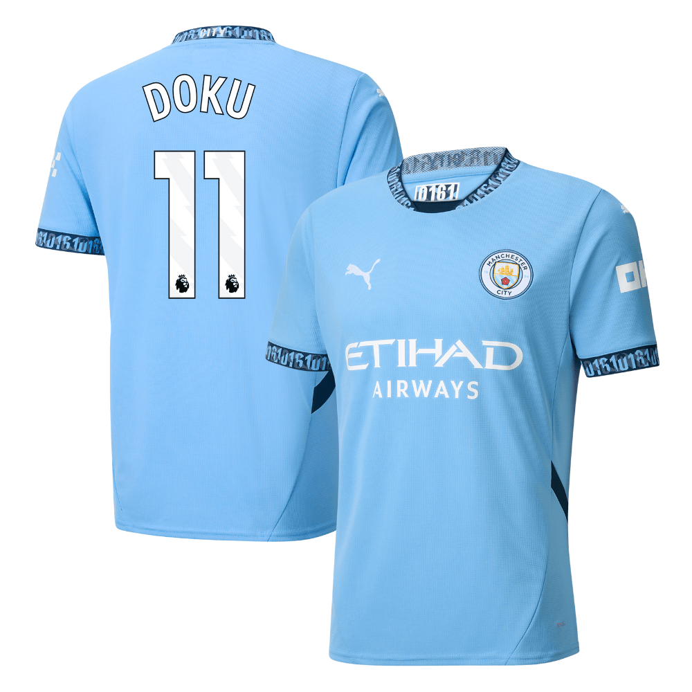 Jrmy Doku 11 Manchester City 2024/25 Home Men Jersey – Light Blue