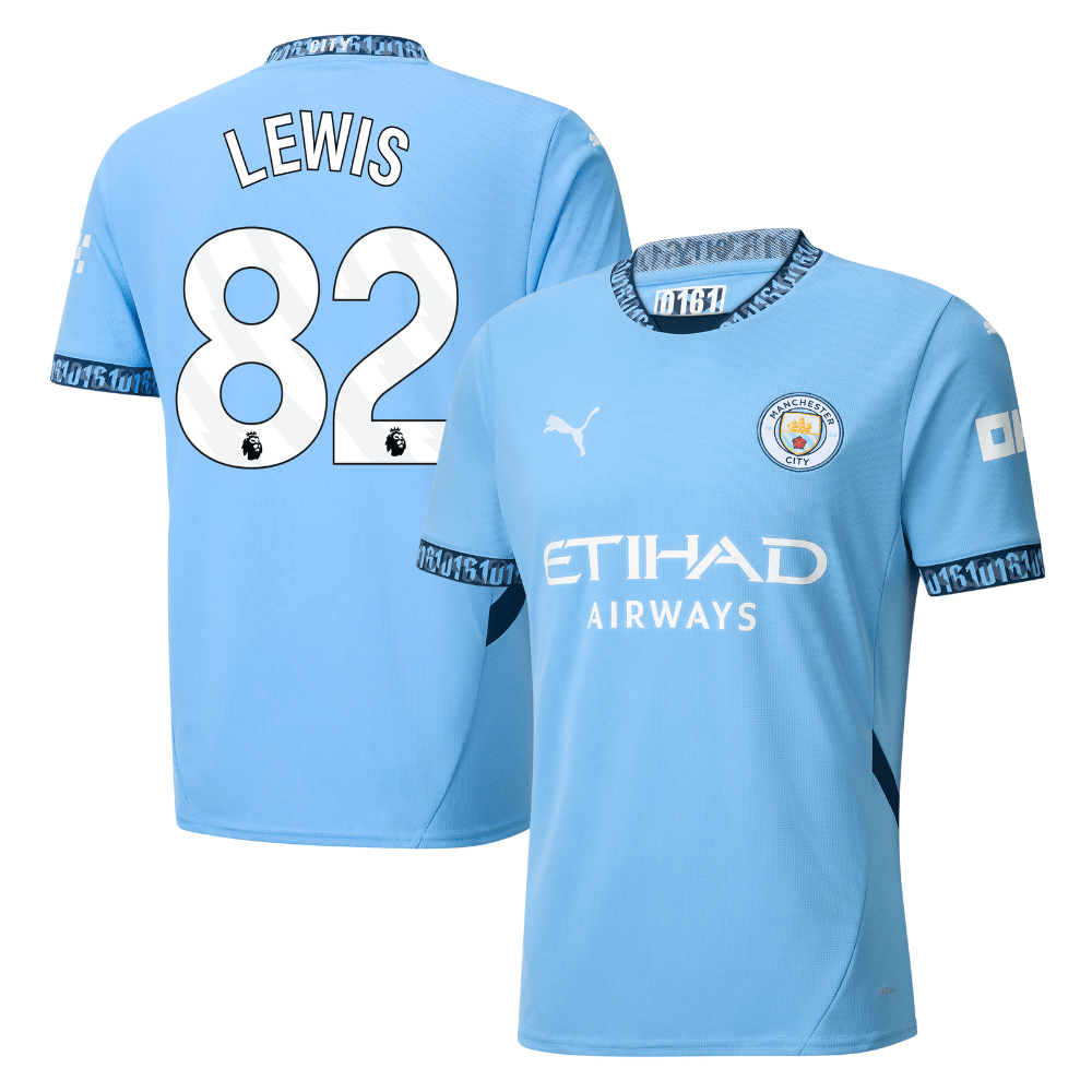 Rico Lewis 82 Manchester City 2024/25 Home Men Jersey – Light Blue