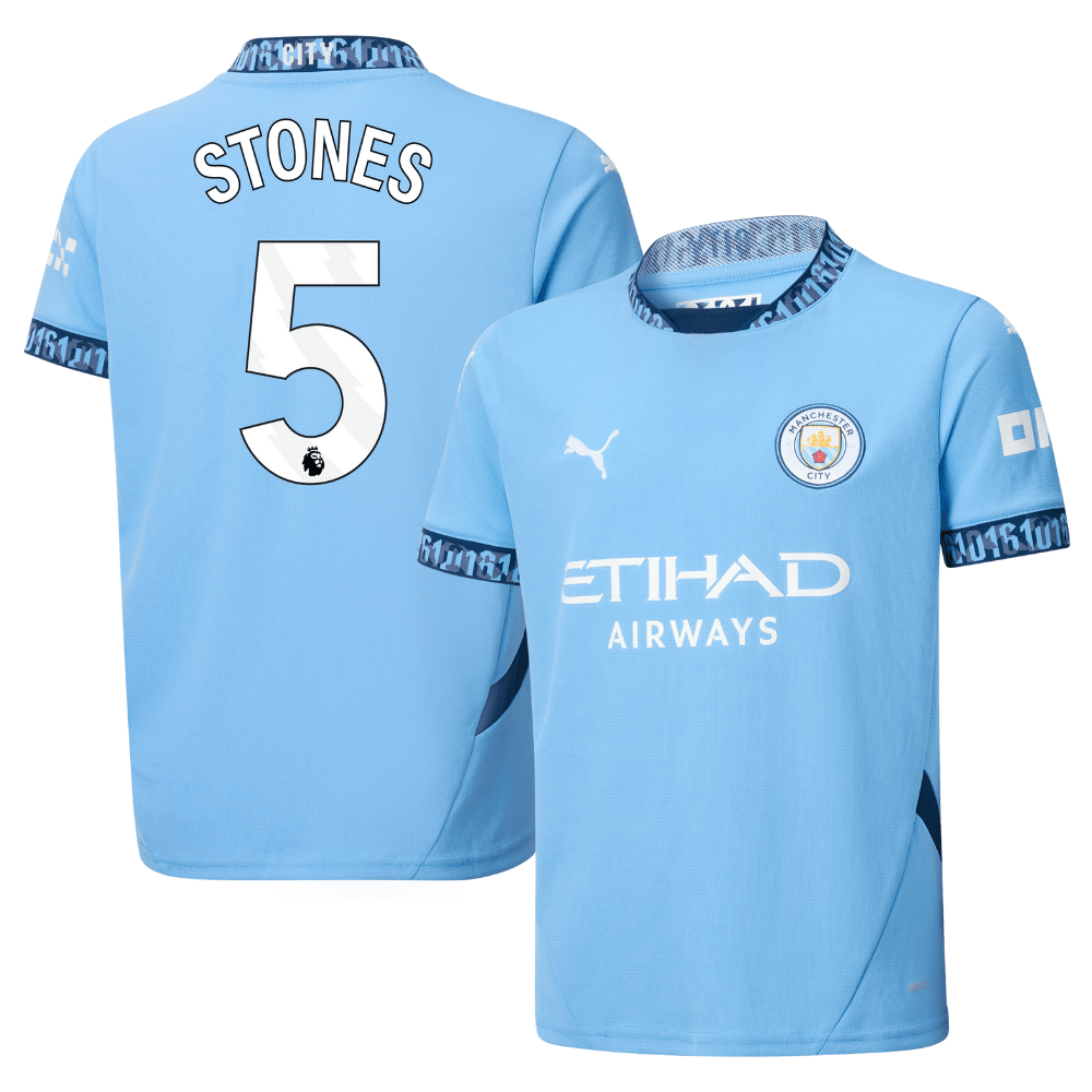 John Stones 5 Manchester City 2024/25 Home YOUTH Jersey – Light Blue