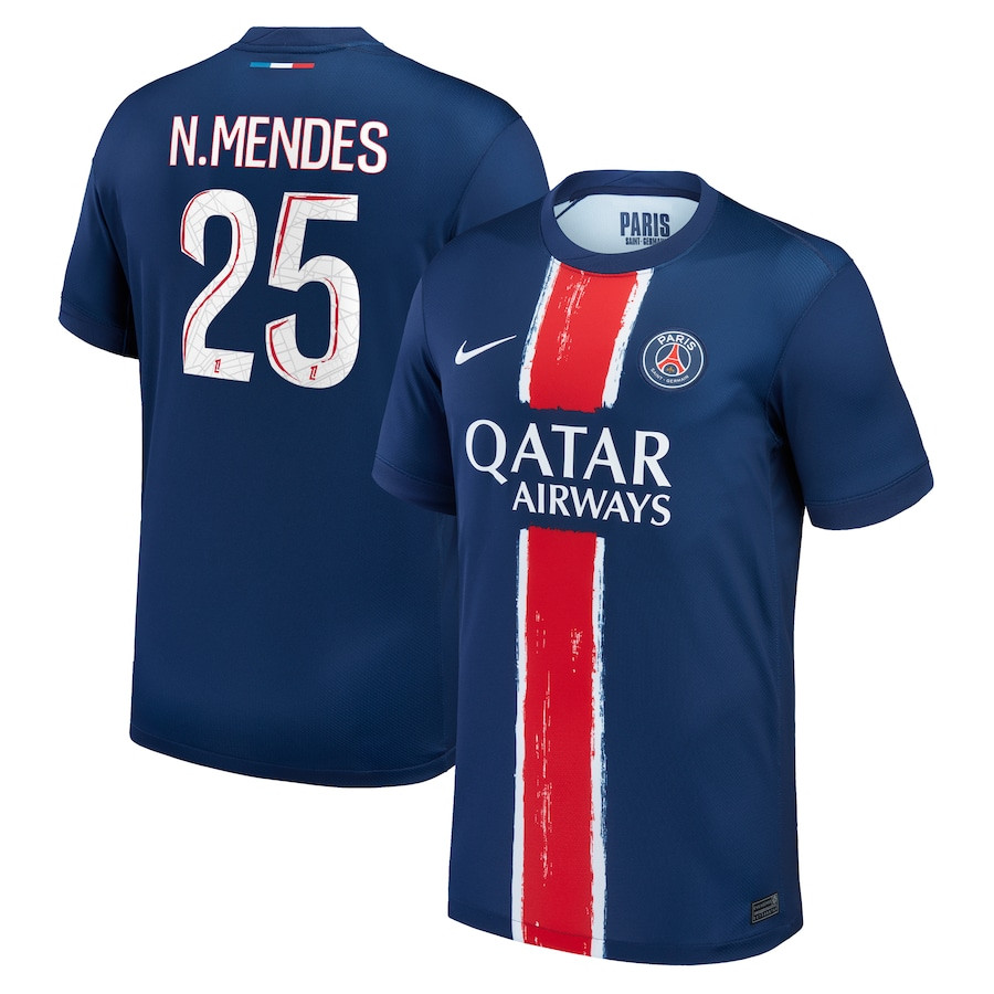 Nuno Mendes 25 Paris Saint-Germain 2024/25 Home Men Jersey – Navy