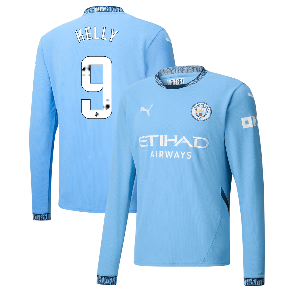 Chloe Kelly 9 Manchester City 2024/25 Women's Team Home Long Sleeve Men Jersey – Light Blue