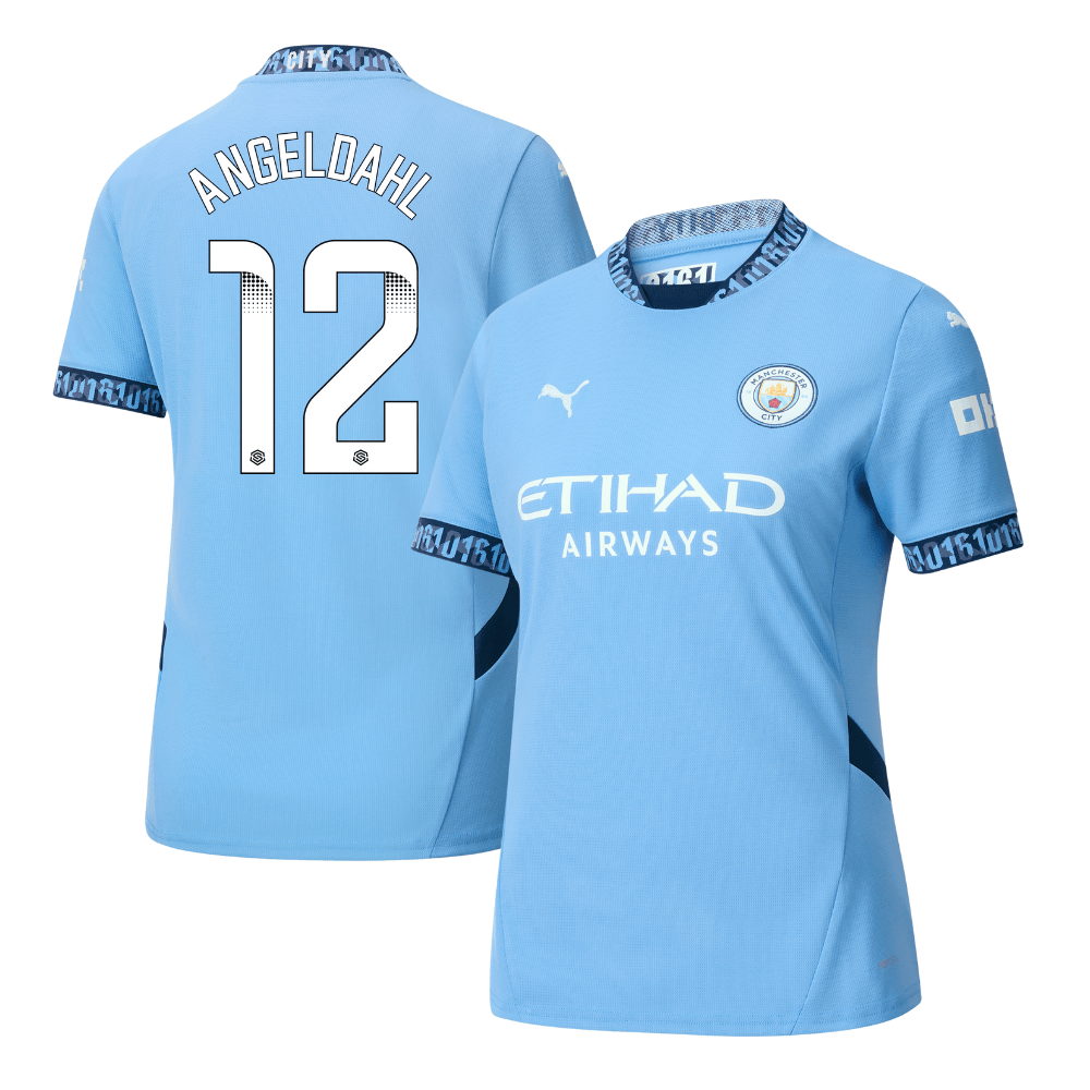 Filippa Angeldal 12 Manchester City 2024/25 Women's Team Home Women Jersey – Light Blue