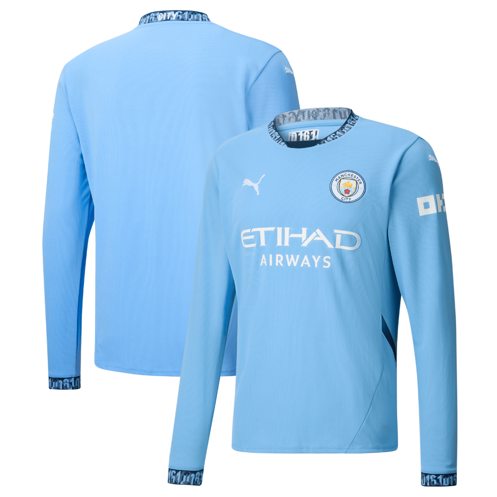 Manchester City 2024/25 Women's Team Home Long Sleeve Men Jersey – Light Blue