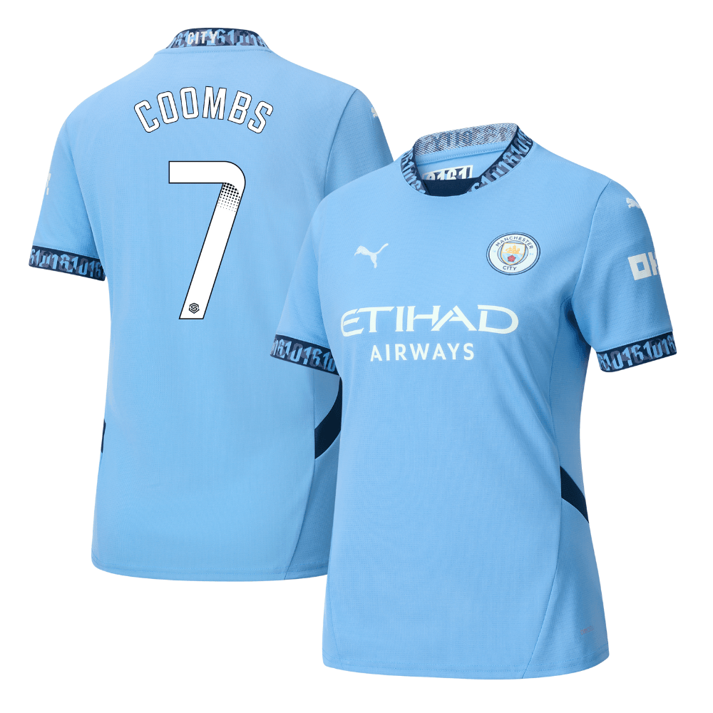 Laura Coombs 7 Manchester City 2024/25 Women's Team Home Women Jersey – Light Blue