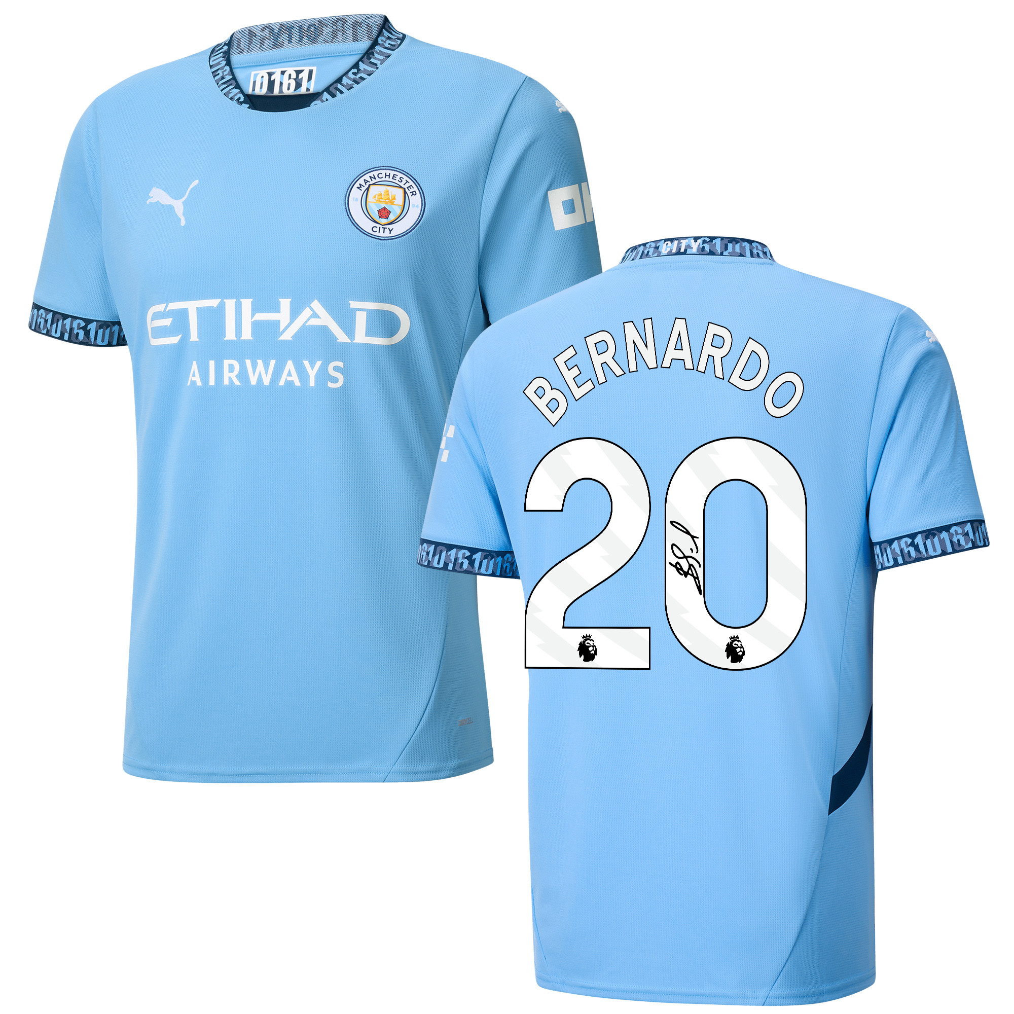 Bernardo Silva 20 Signed Manchester City 2024/25 Home Jersey Autographed – Light Blue