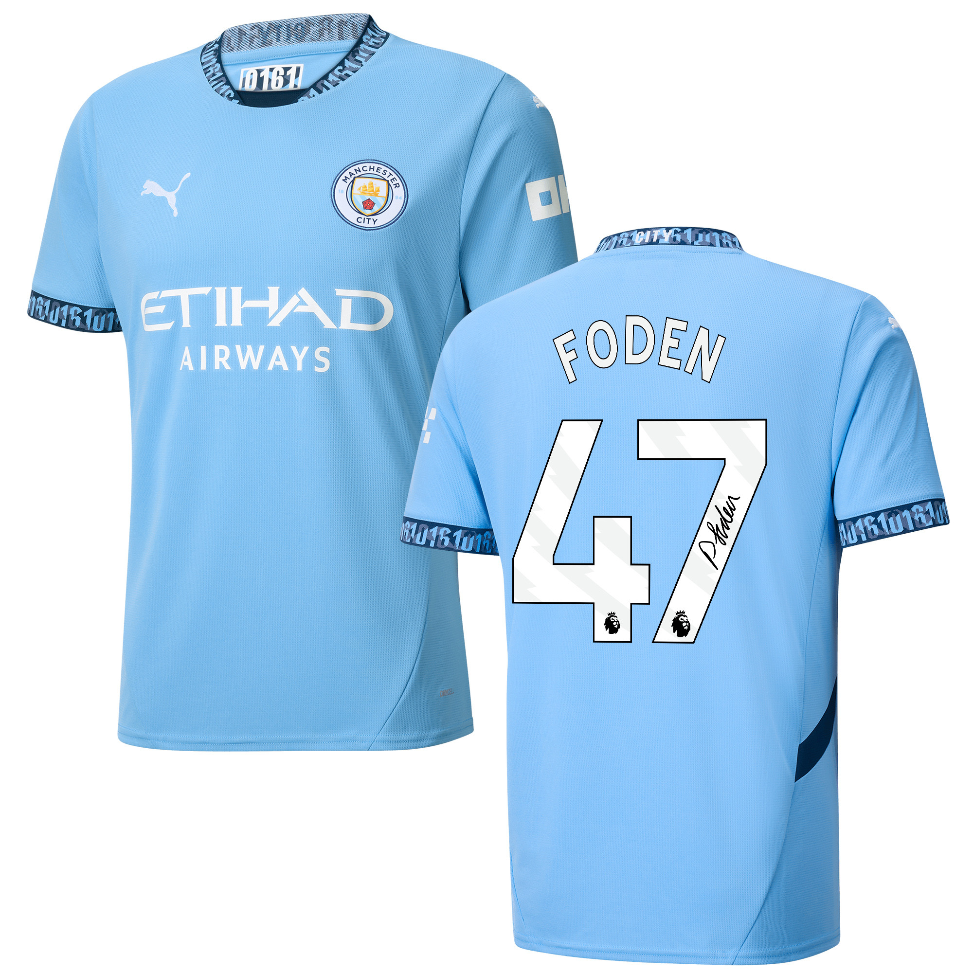 Phil Foden 47 Signed Manchester City 2024/25 Home Jersey Autographed – Light Blue